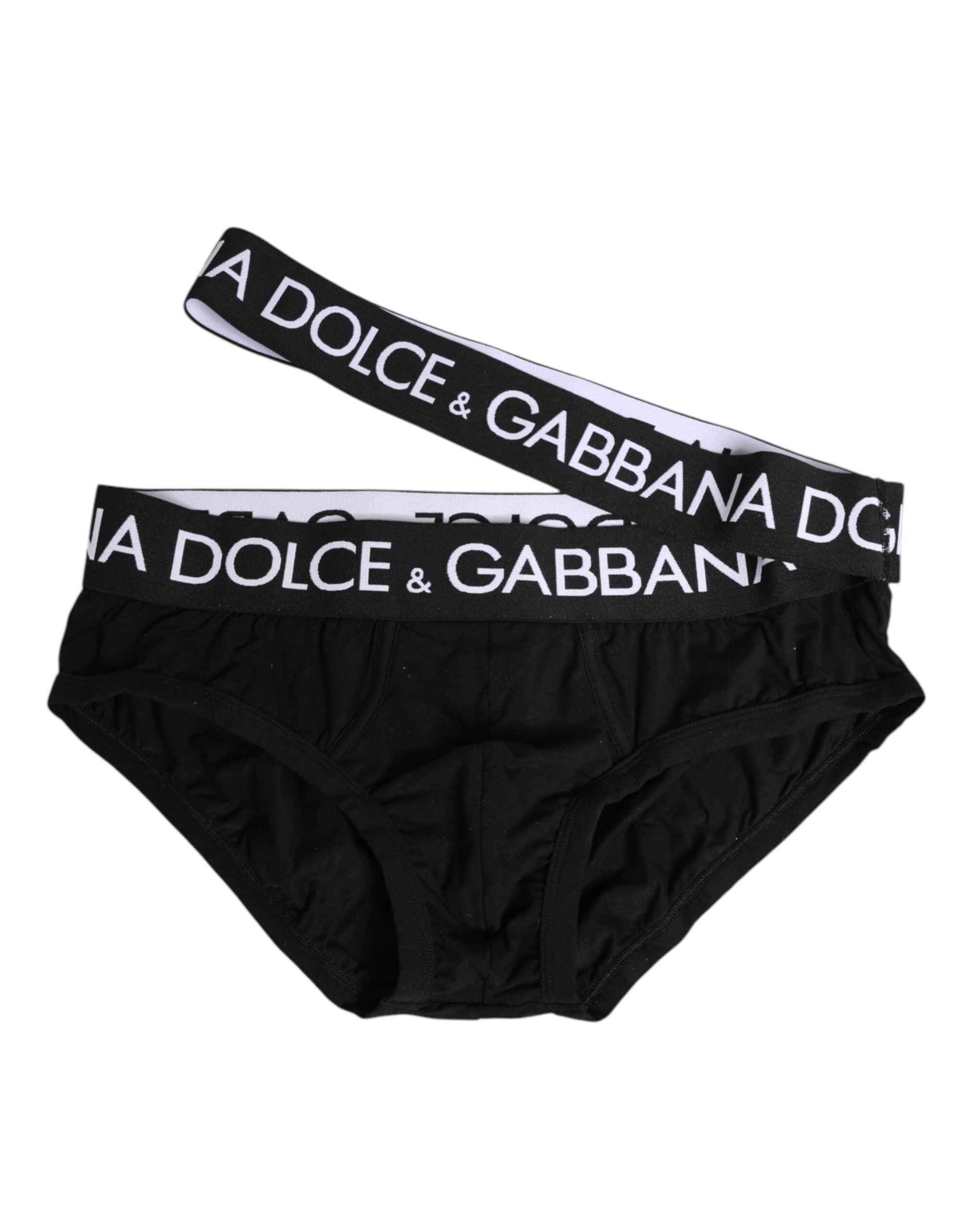Dolce & Gabbana Schwarze Badehose mit elastischem Logo-Bund aus Baumwolle