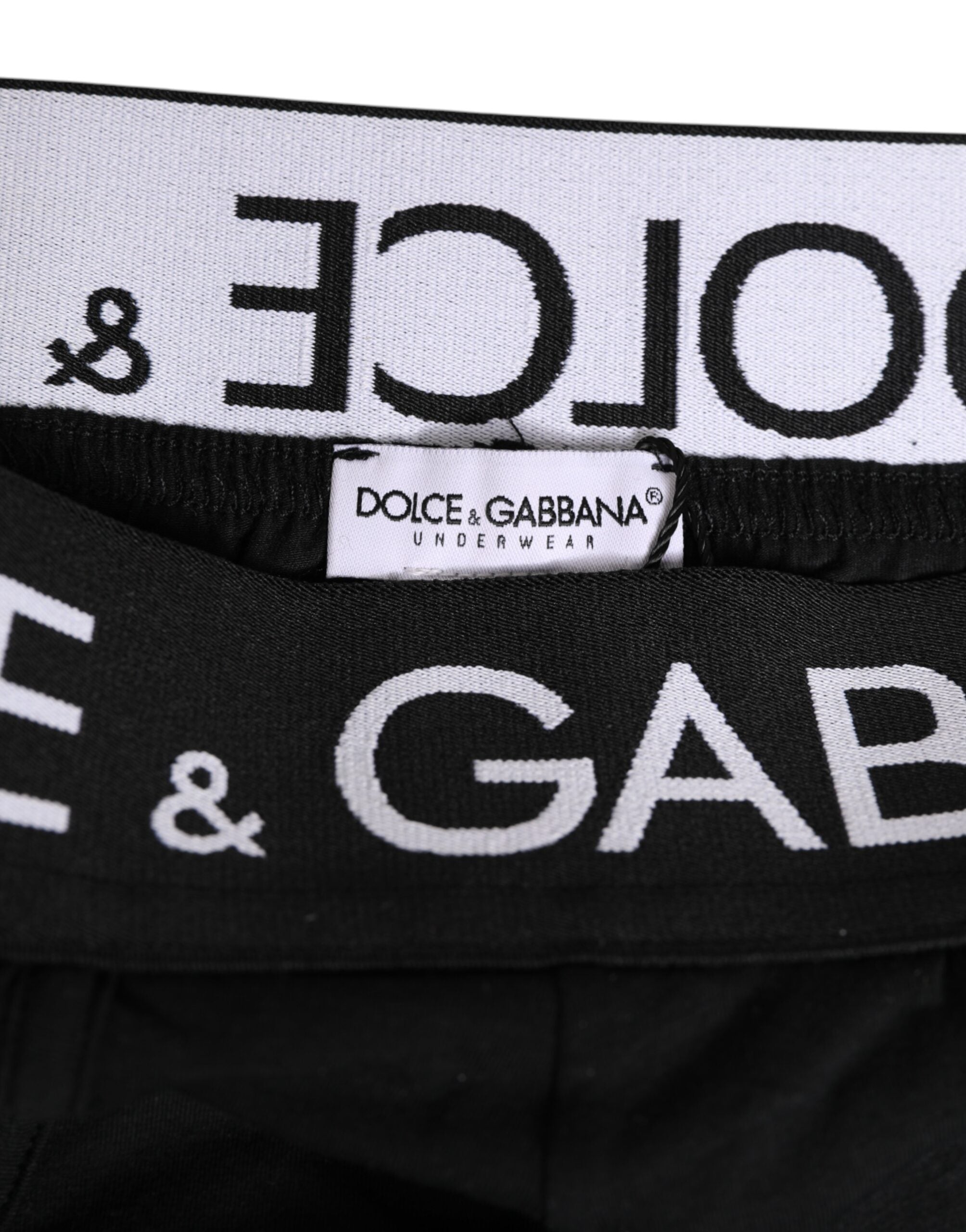 Dolce & Gabbana Schwarze Badehose mit elastischem Logo-Bund aus Baumwolle