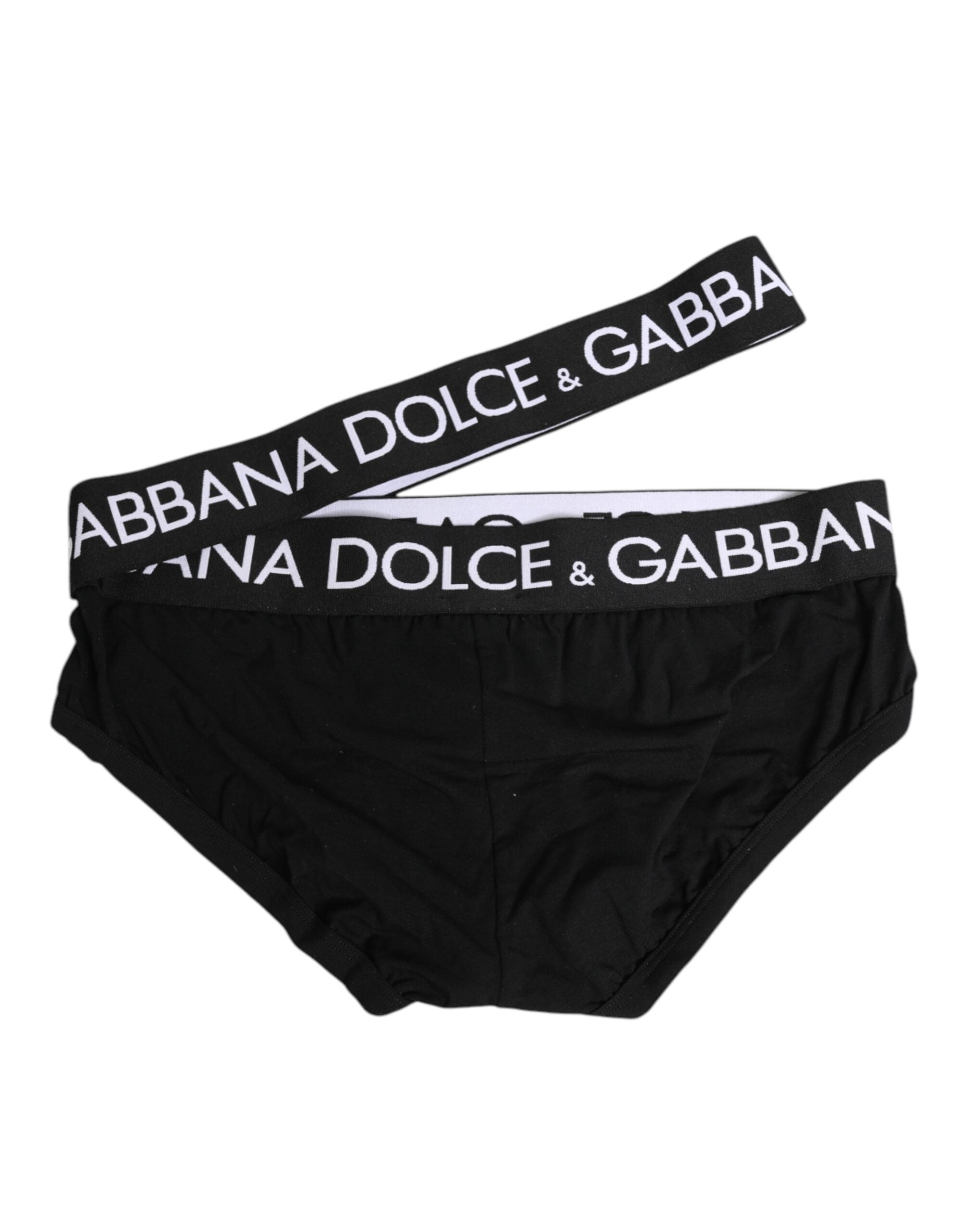 Dolce & Gabbana Schwarze Badehose mit elastischem Logo-Bund aus Baumwolle