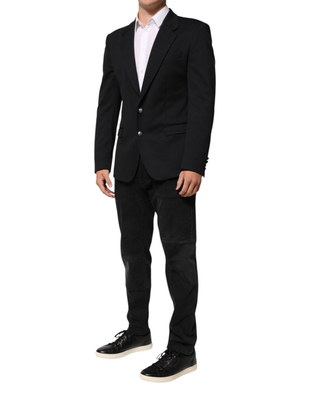Dolce & Gabbana Dunkelblau Baumwolle Männer Jacke Mantel Blazer Anzug