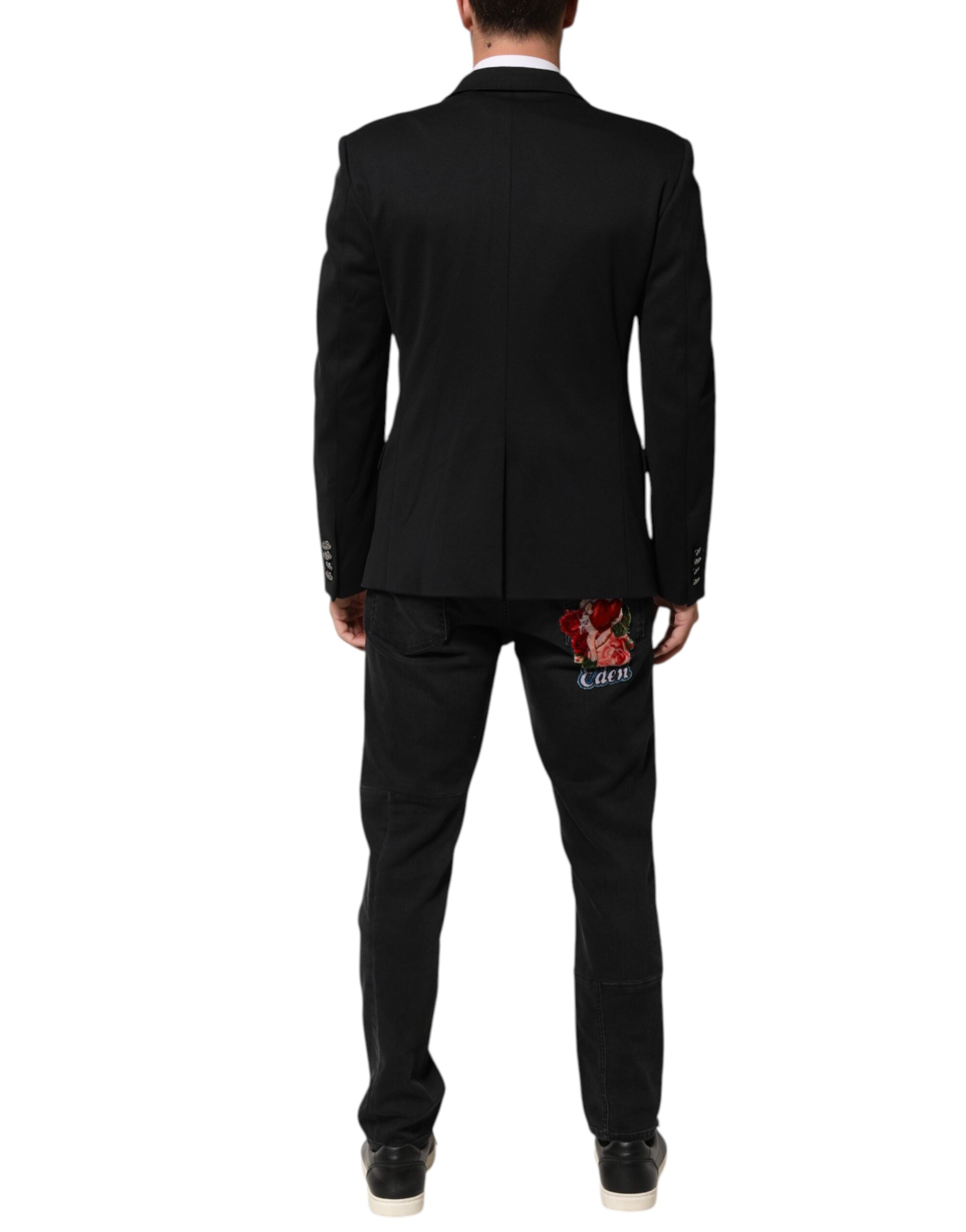 Dolce & Gabbana Dunkelblau Baumwolle Männer Jacke Mantel Blazer Anzug