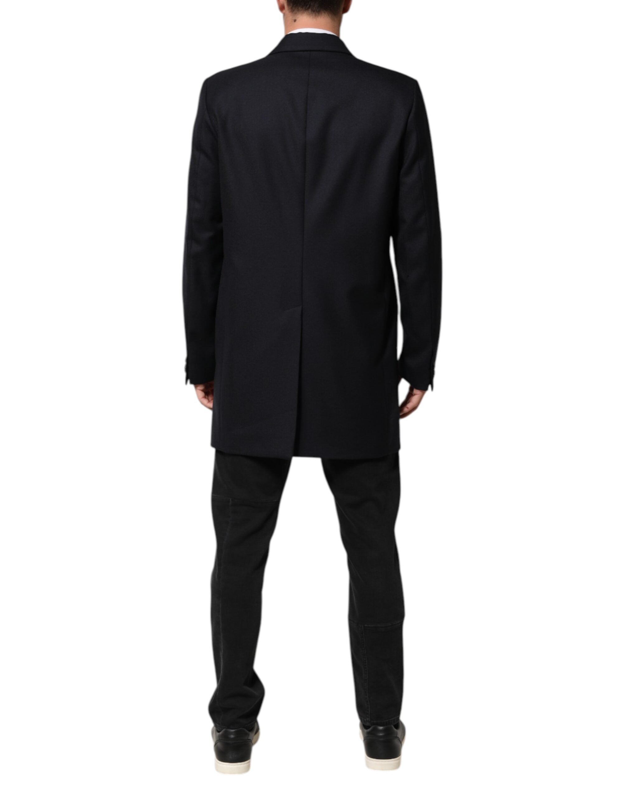 Dolce & Gabbana Dunkelblau Wolle Männer Jacke Mantel Blazer Anzug