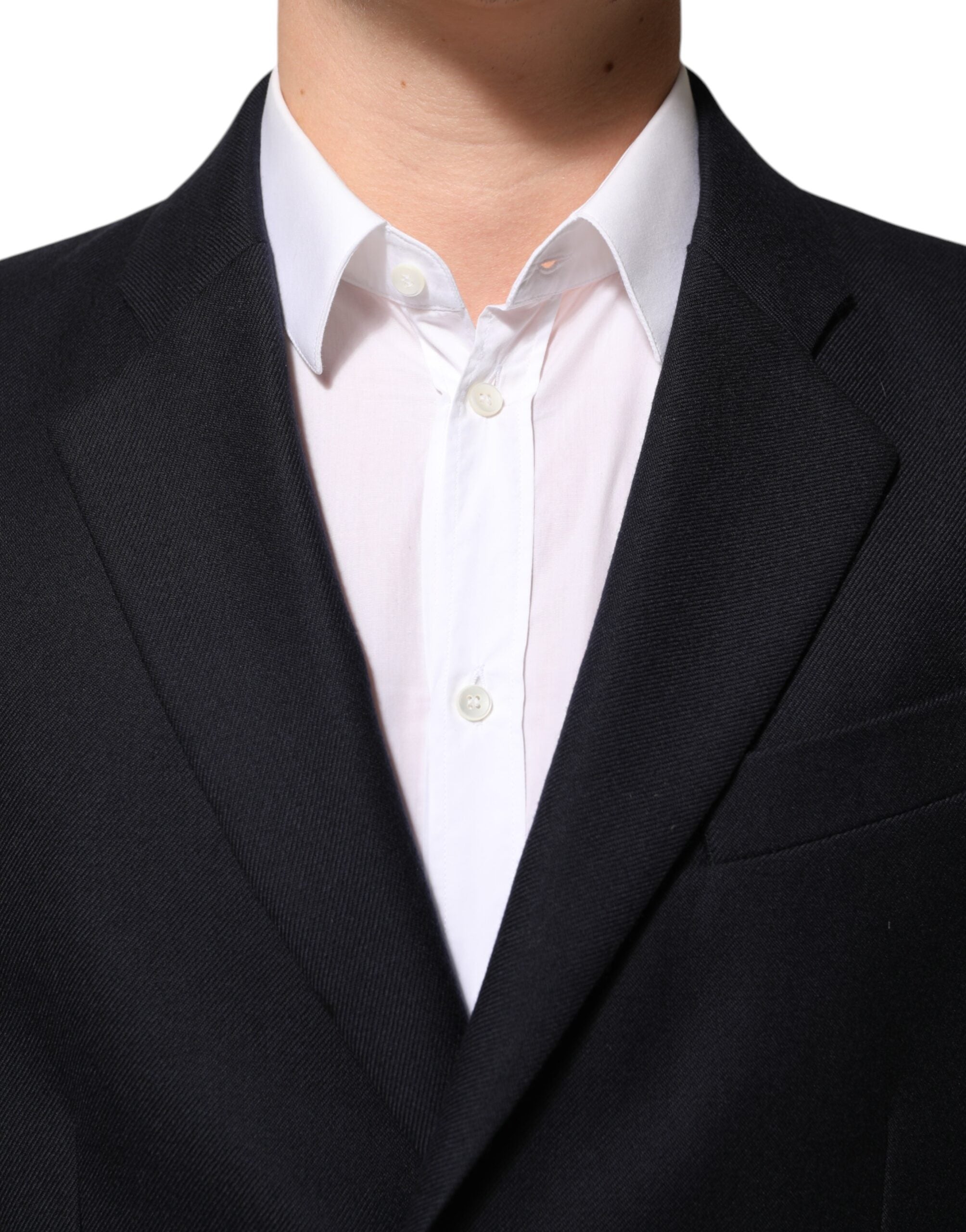 Dolce & Gabbana Dunkelblau Wolle Männer Jacke Mantel Blazer Anzug