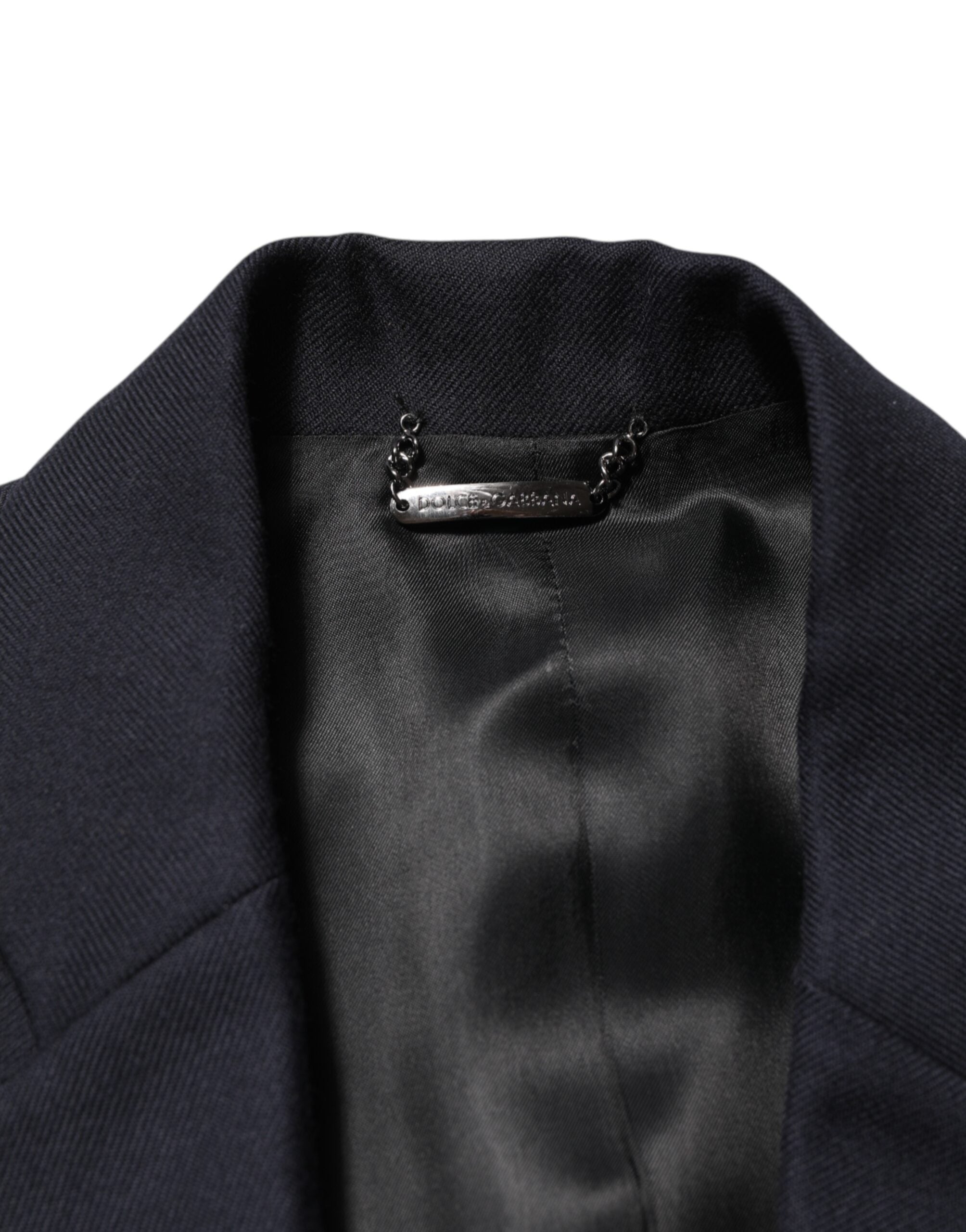 Dolce & Gabbana Dunkelblau Wolle Männer Jacke Mantel Blazer Anzug