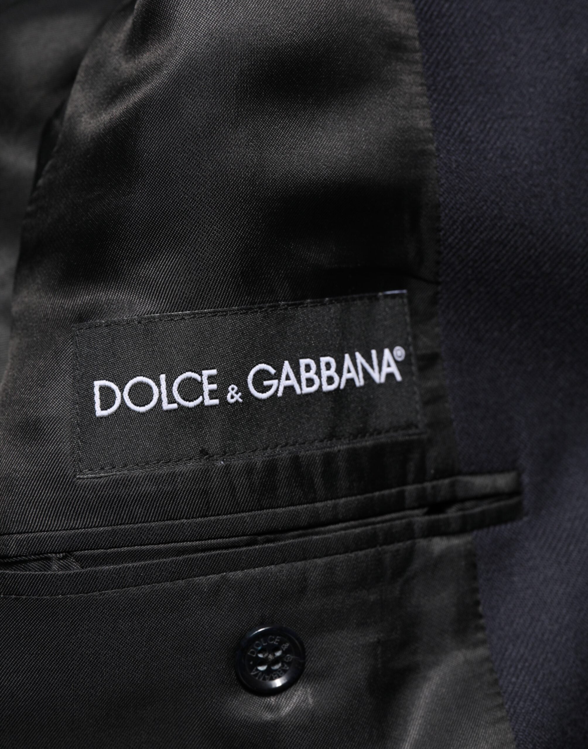 Dolce & Gabbana Dunkelblau Wolle Männer Jacke Mantel Blazer Anzug