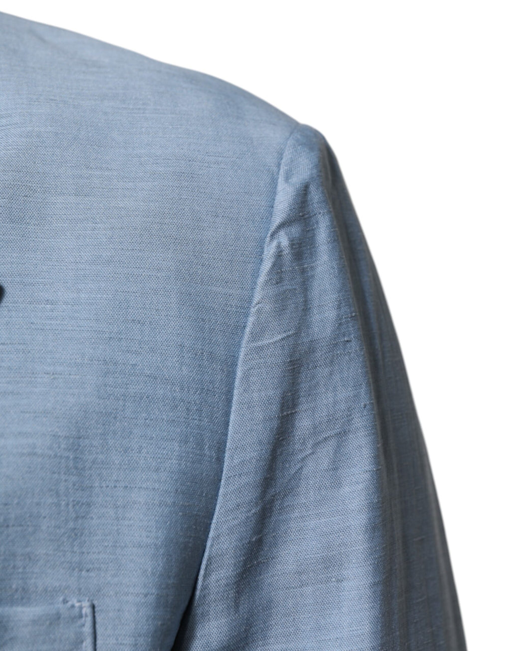 Dolce & Gabbana Hellblaue Leinen Doppelreihige Herrenjacke Blazer