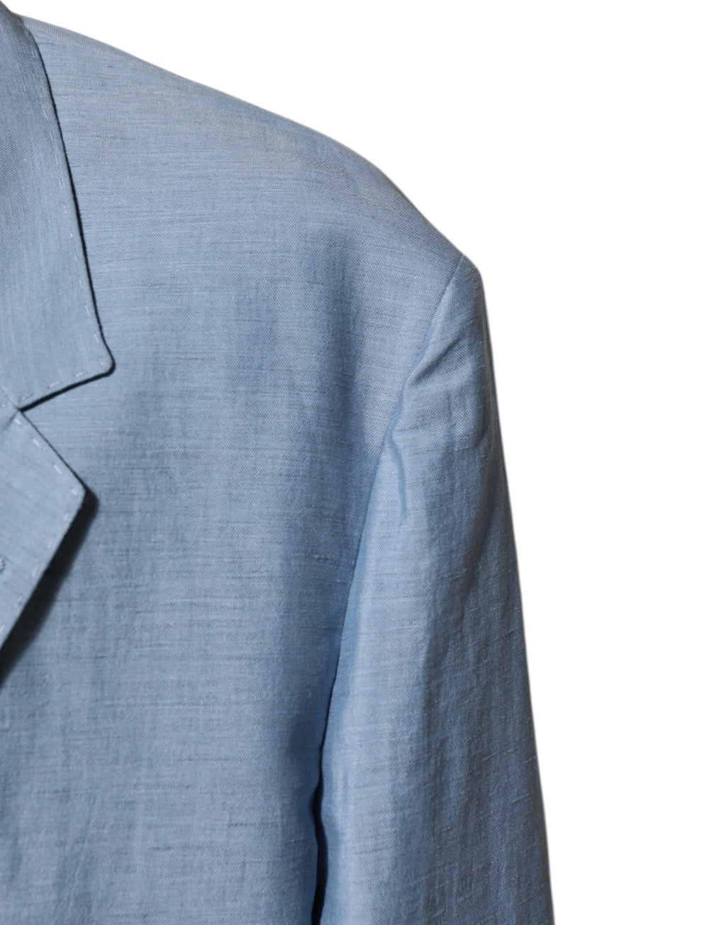 Dolce & Gabbana Hellblaue Leinen Doppelreiher Herrenjacke Blazer