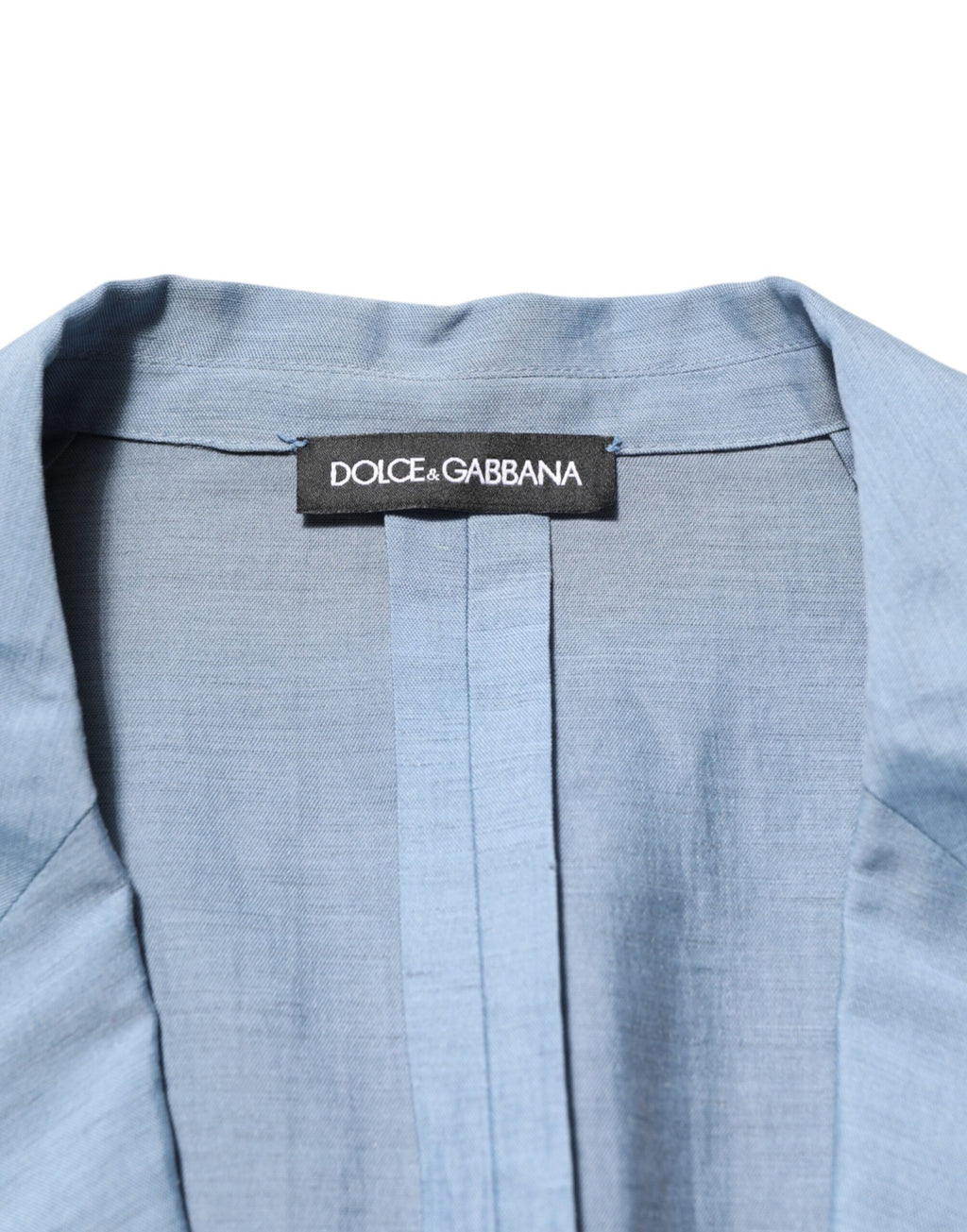 Dolce & Gabbana Hellblaue Leinen Doppelreiher Herrenjacke Blazer