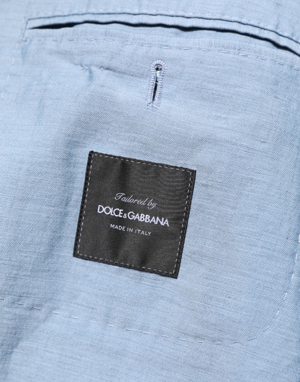 Dolce & Gabbana Hellblaue Leinen Doppelreiher Herrenjacke Blazer