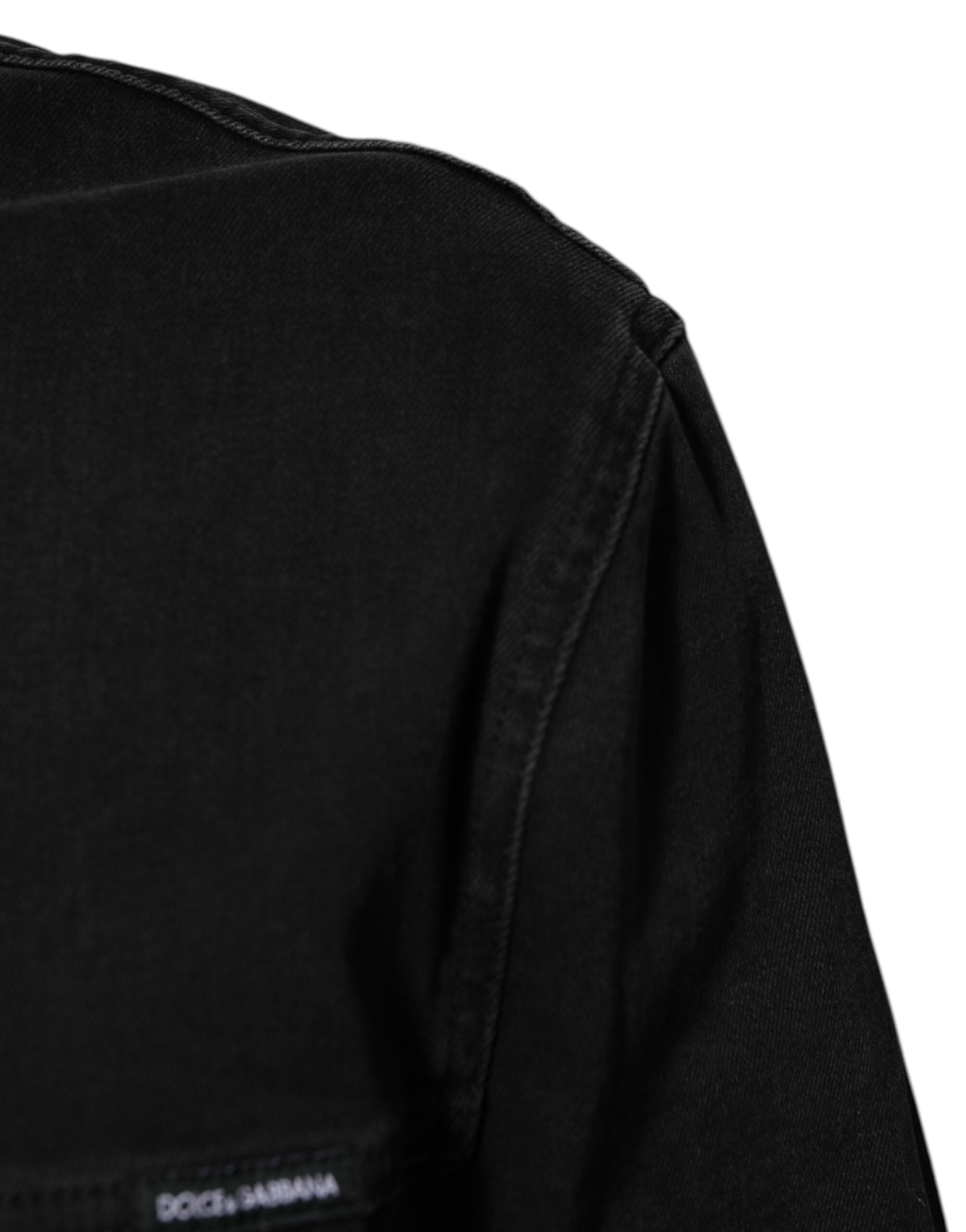 Dolce & Gabbana Schwarze Baumwoll-Denim-Stretchjacke mit Knopfleiste