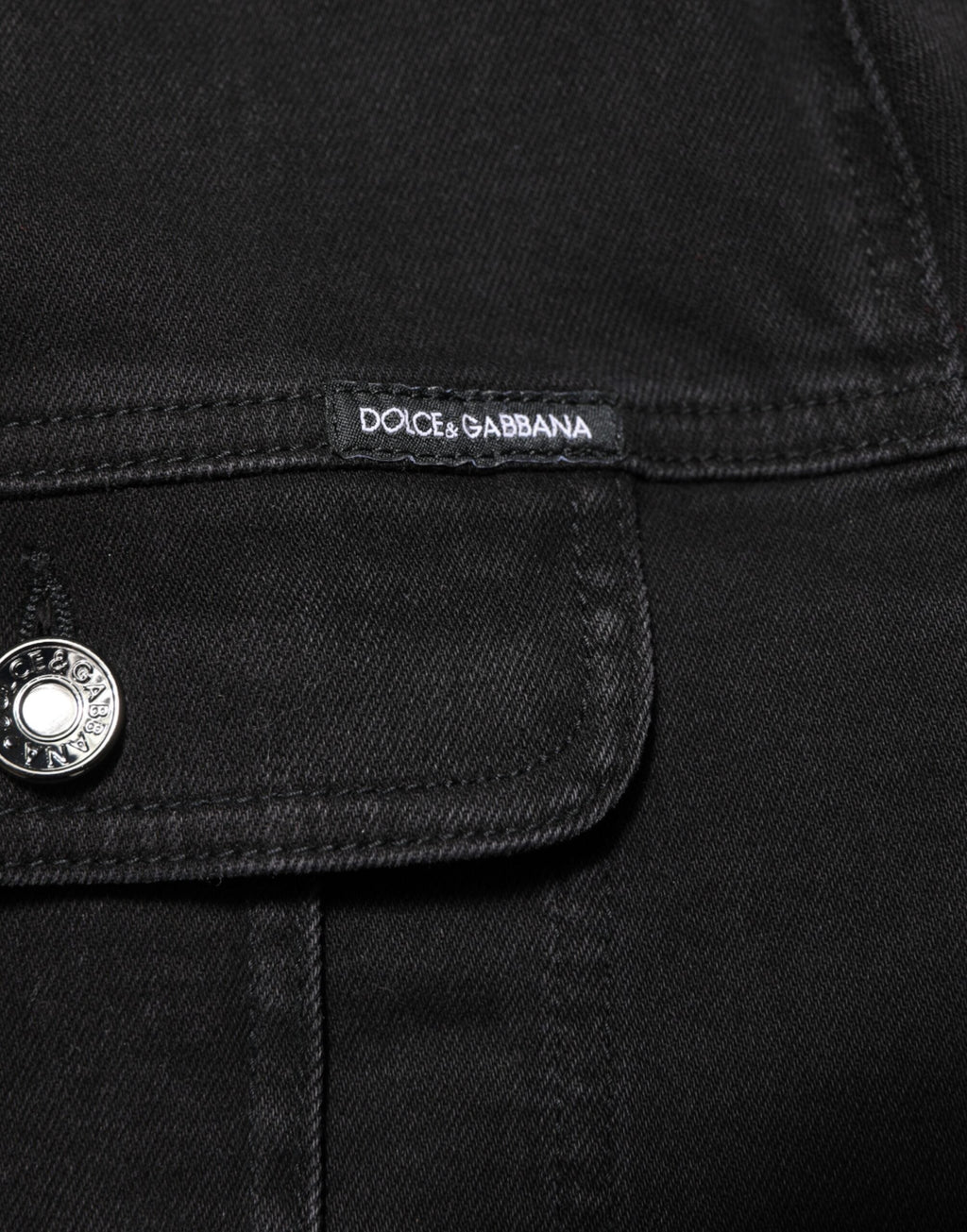 Dolce & Gabbana Schwarze Baumwoll-Denim-Stretchjacke mit Knopfleiste