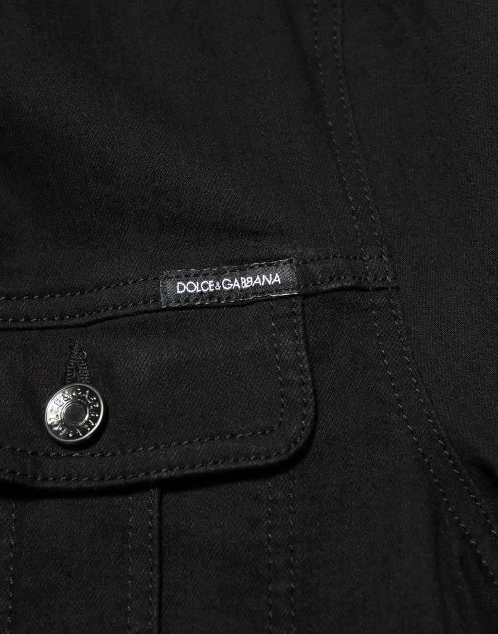 Dolce & Gabbana Schwarze Baumwoll-Denim-Stretchjacke mit Knopfleiste