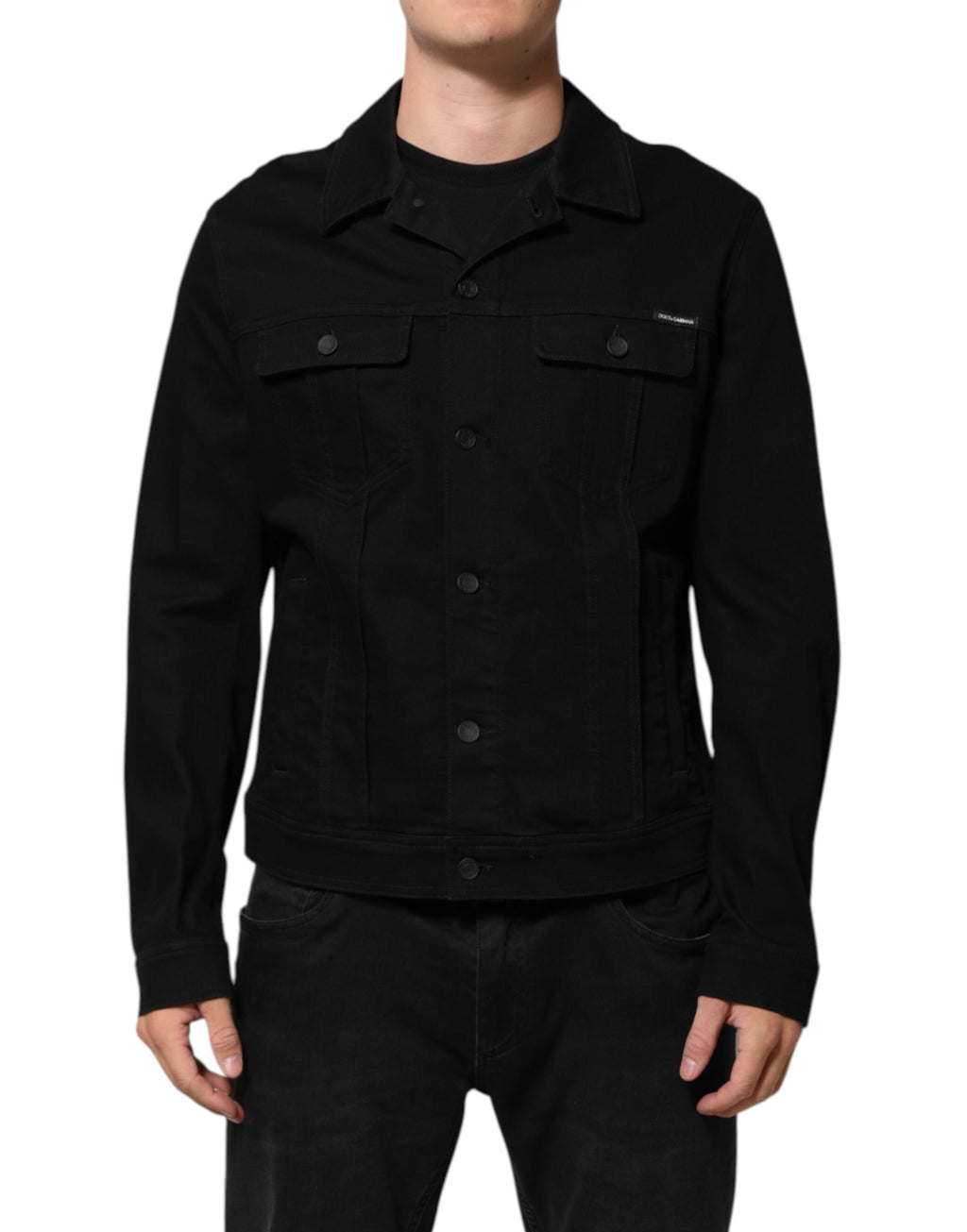Dolce & Gabbana Giubbotto Jacke aus schwarzem Baumwoll-Denim Stretch