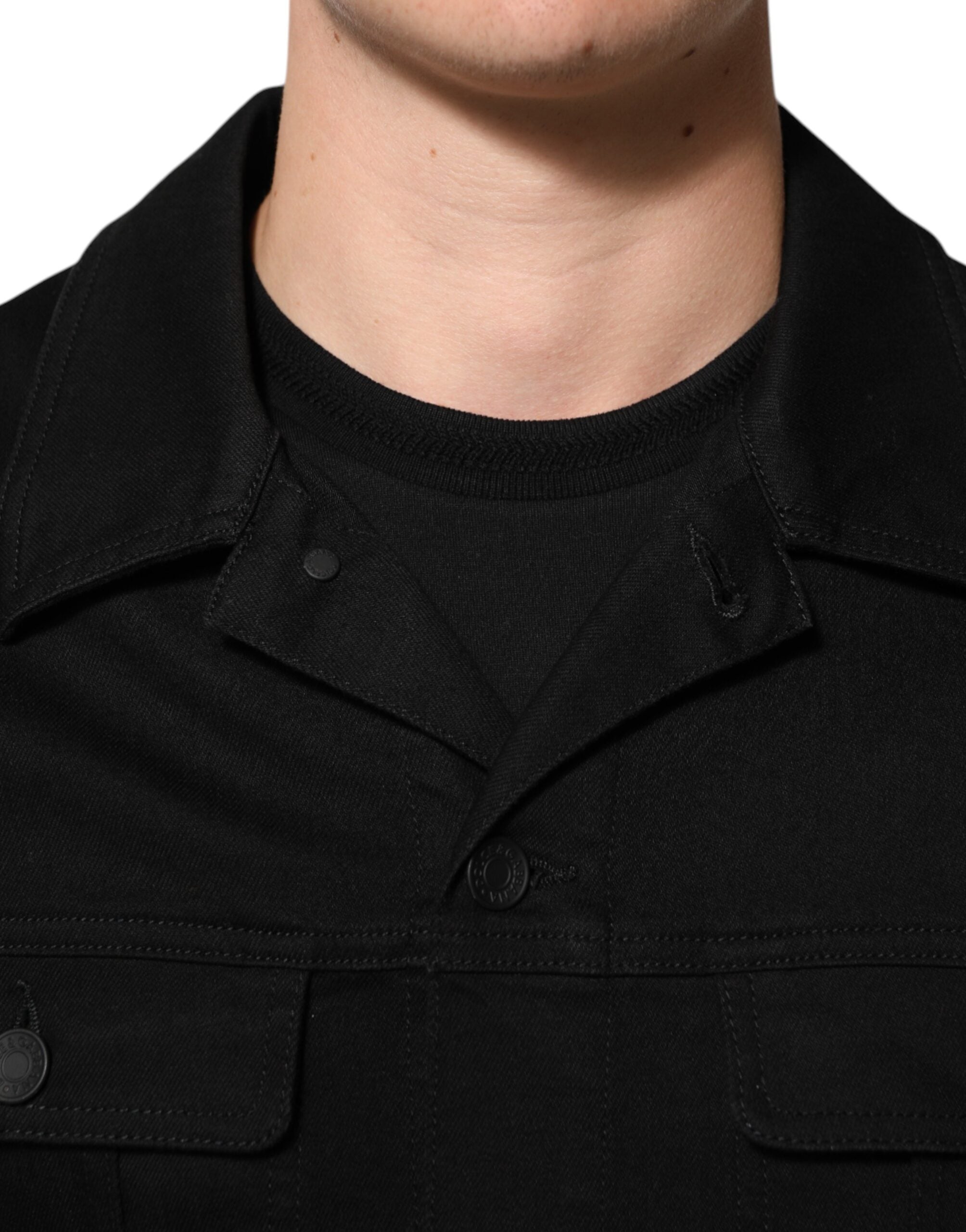 Dolce & Gabbana Giubbotto Jacke aus schwarzem Baumwoll-Denim Stretch