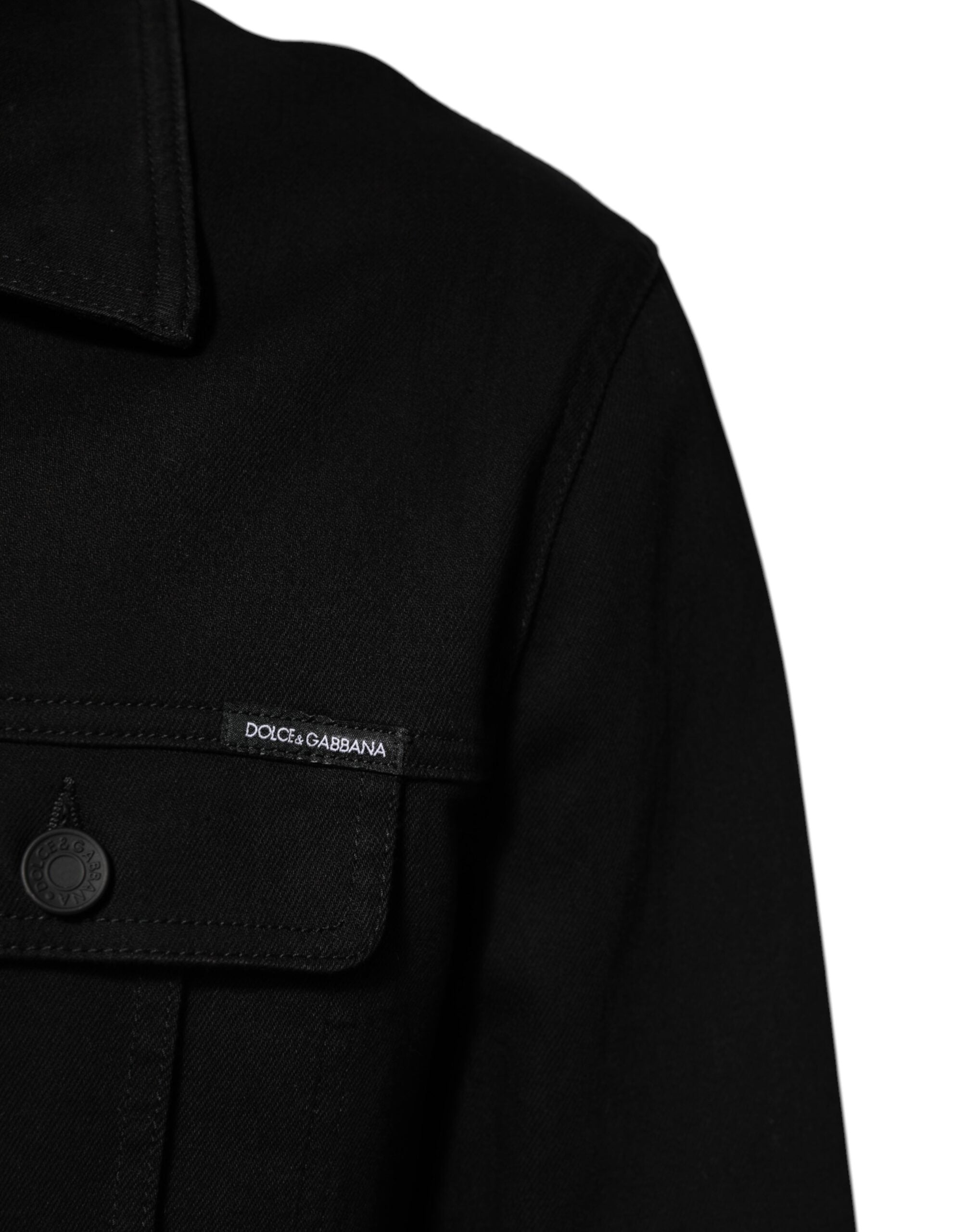 Dolce & Gabbana Giubbotto Jacke aus schwarzem Baumwoll-Denim Stretch