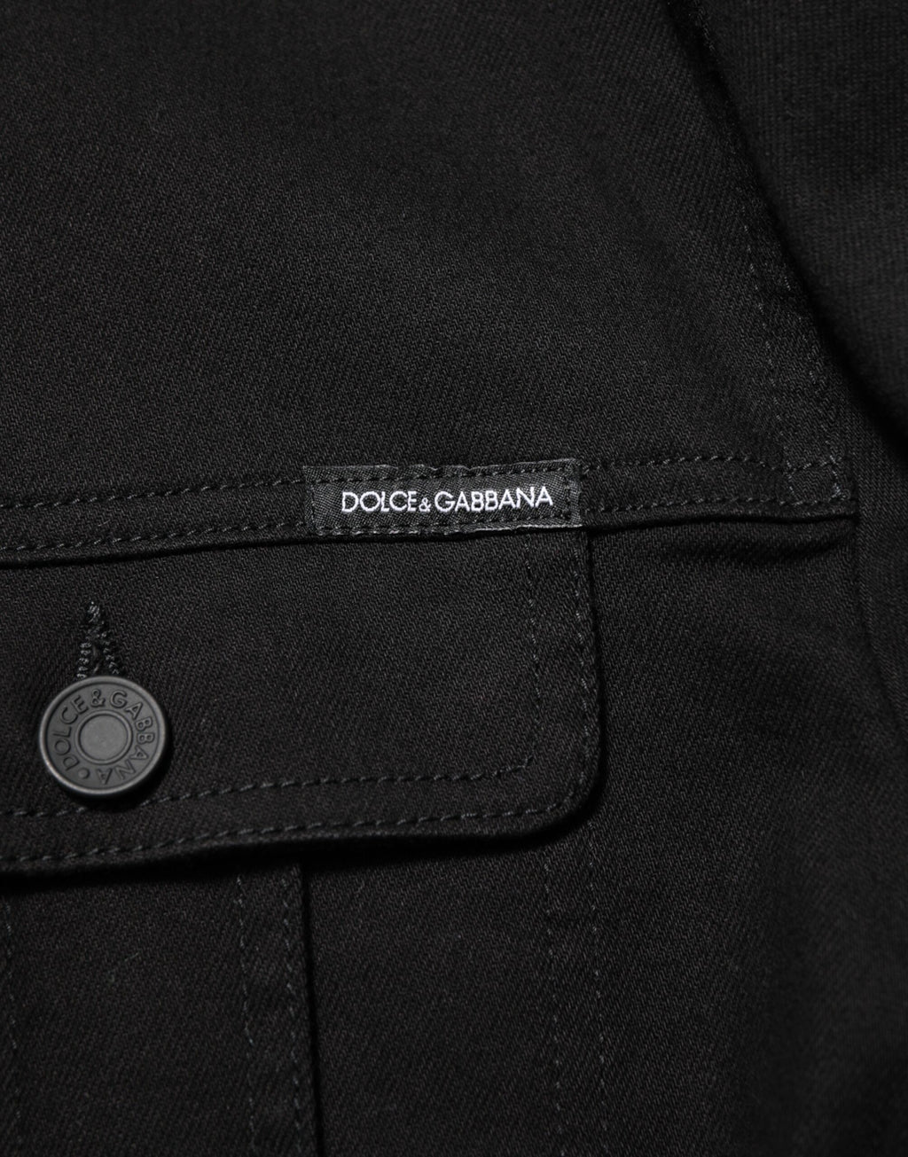 Dolce & Gabbana Giubbotto Jacke aus schwarzem Baumwoll-Denim Stretch