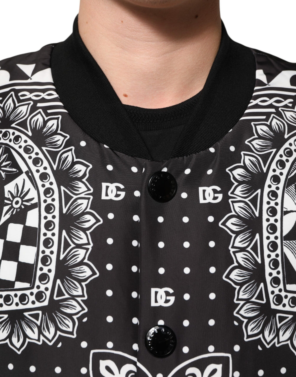 Dolce & Gabbana Schwarz-weiße Bomberjacke mit Bandana-Druck