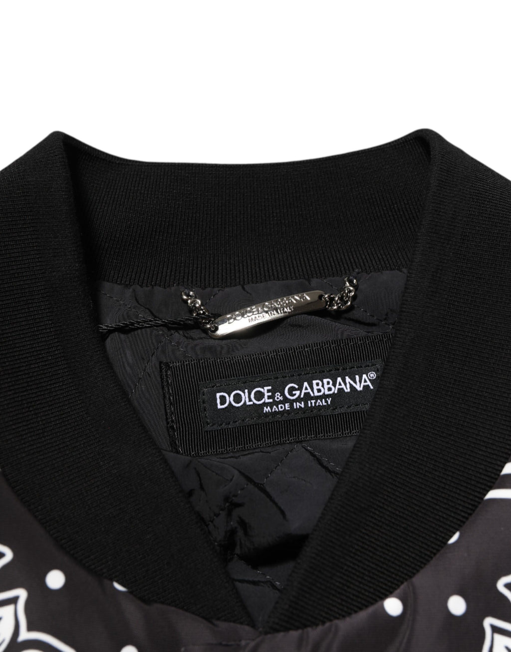 Dolce & Gabbana Schwarz-weiße Bomberjacke mit Bandana-Druck