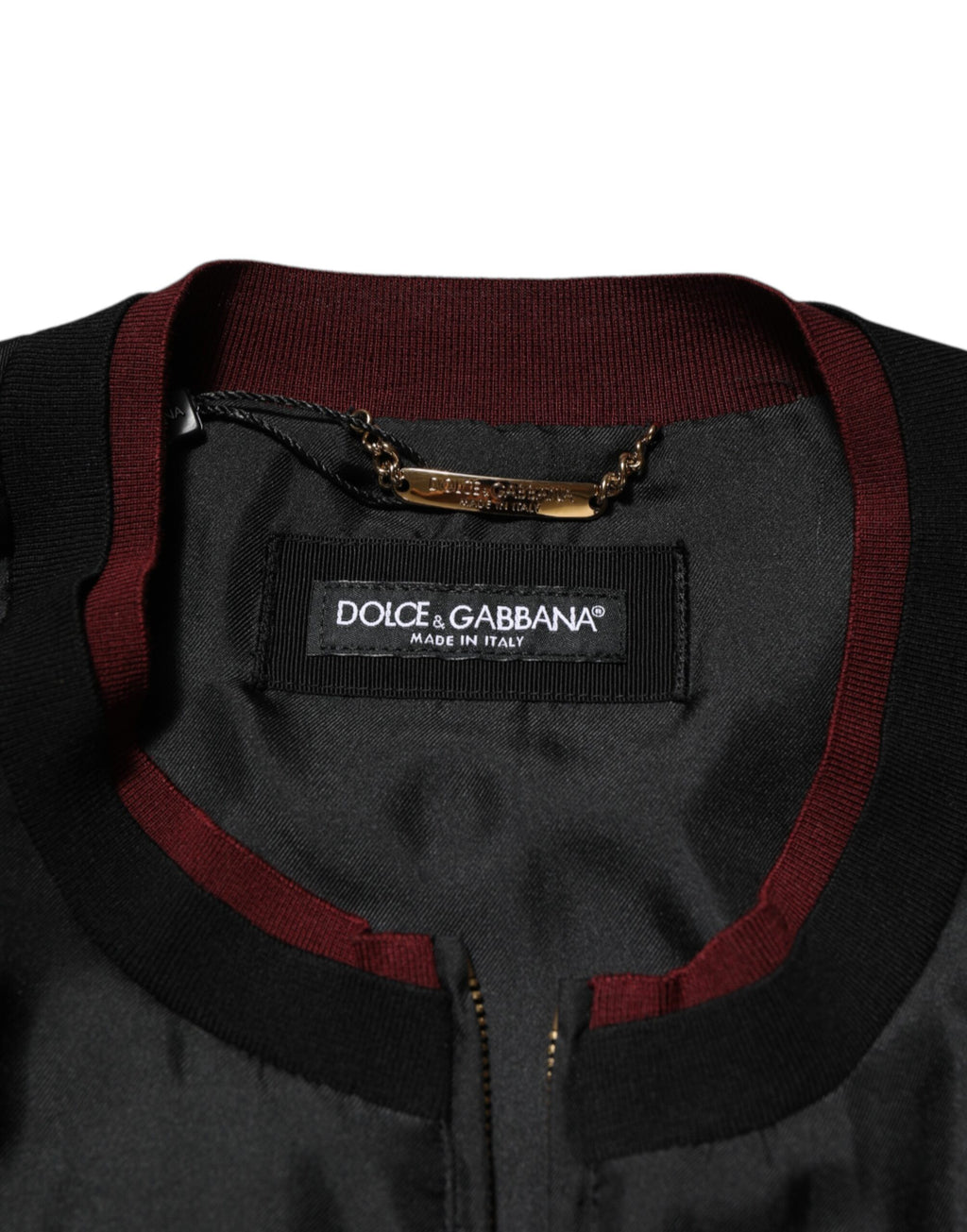 Dolce & Gabbana Schwarz-rot geblümte Seidenbomber-Blouson-Jacke