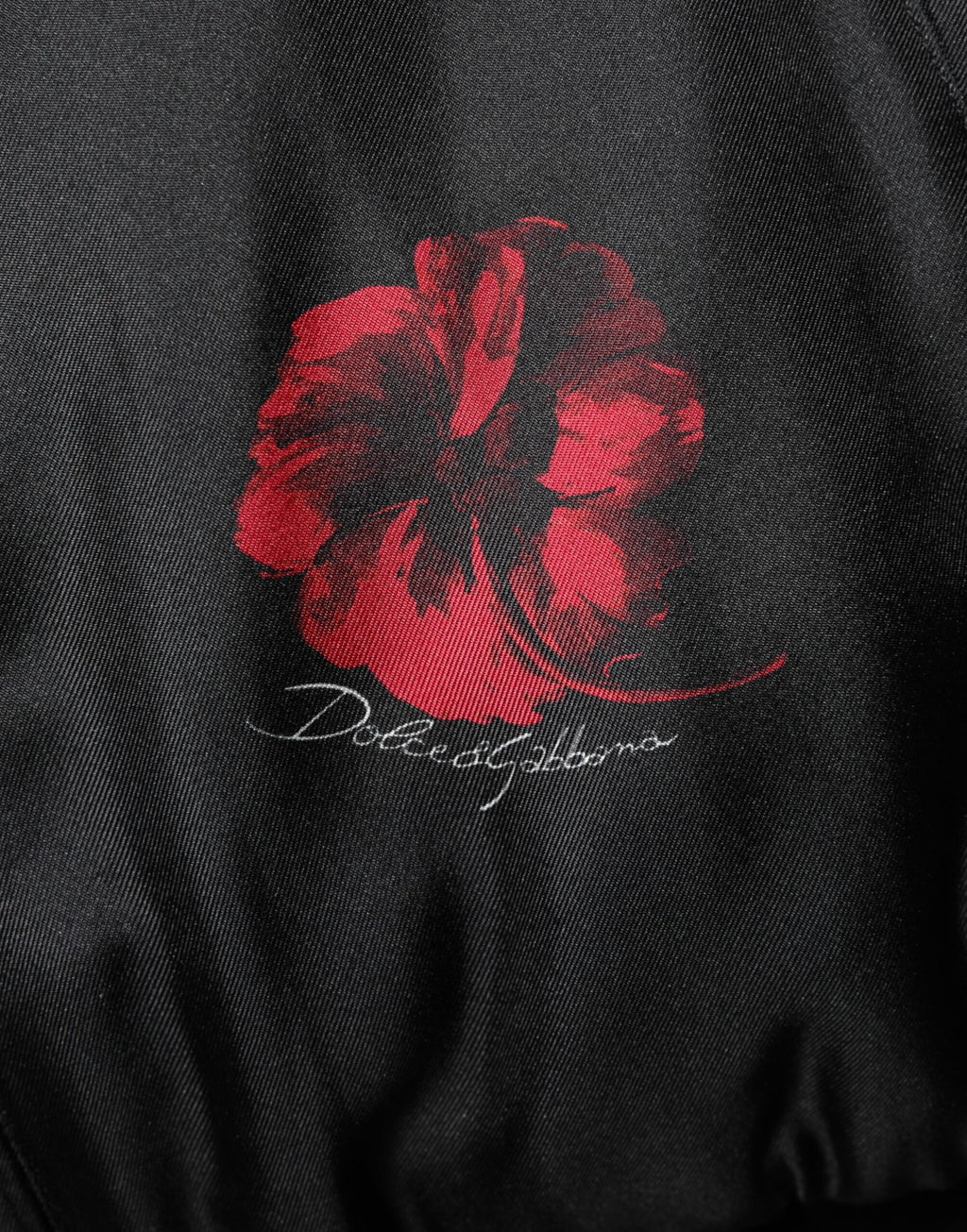 Dolce & Gabbana Schwarz-rot geblümte Seidenbomber-Blouson-Jacke