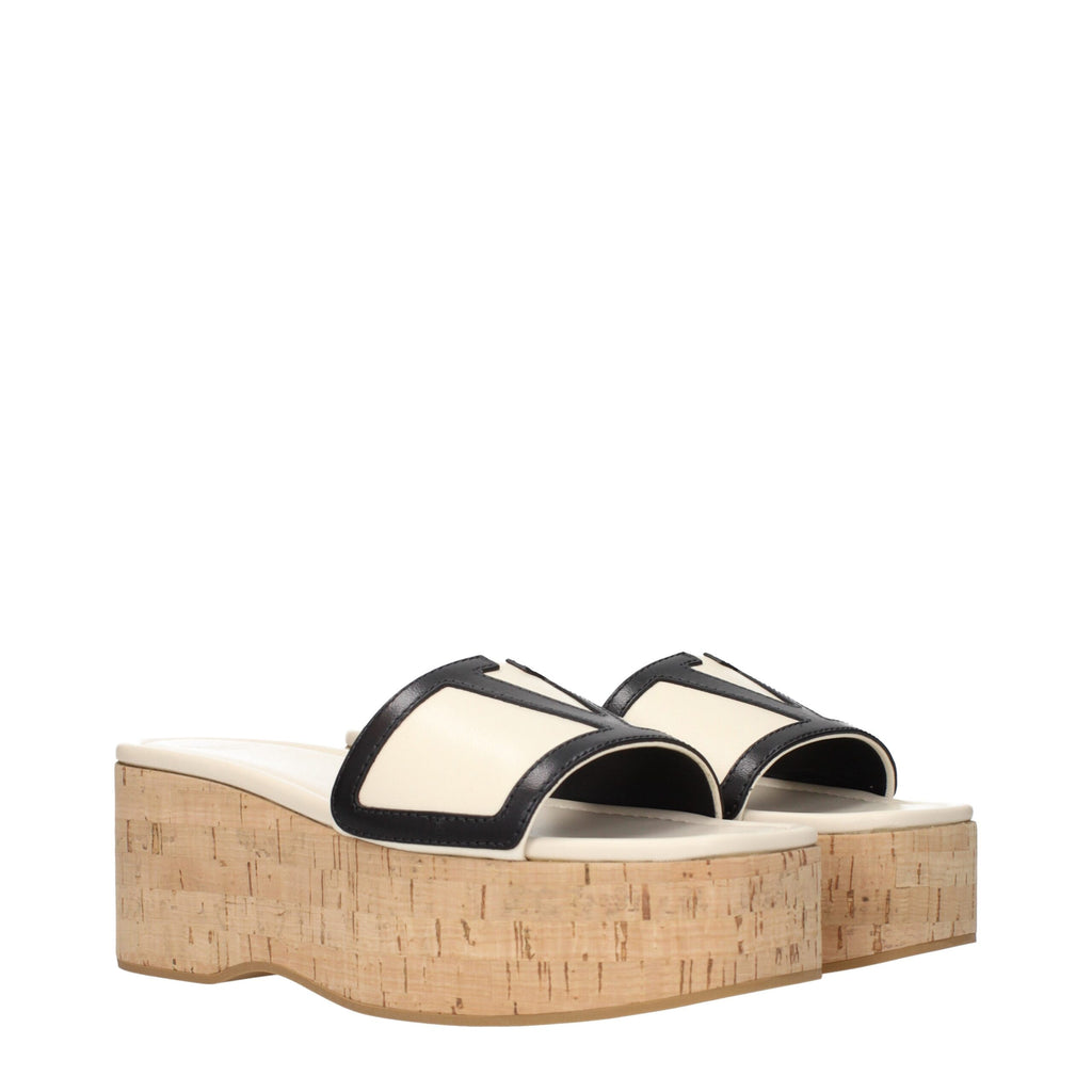 Valentino Garavani Beige Leder Wedges Sandalen