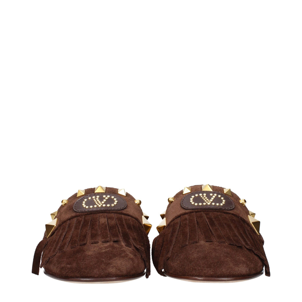 Valentino Garavani Braune Lederpantoffeln Sandalen