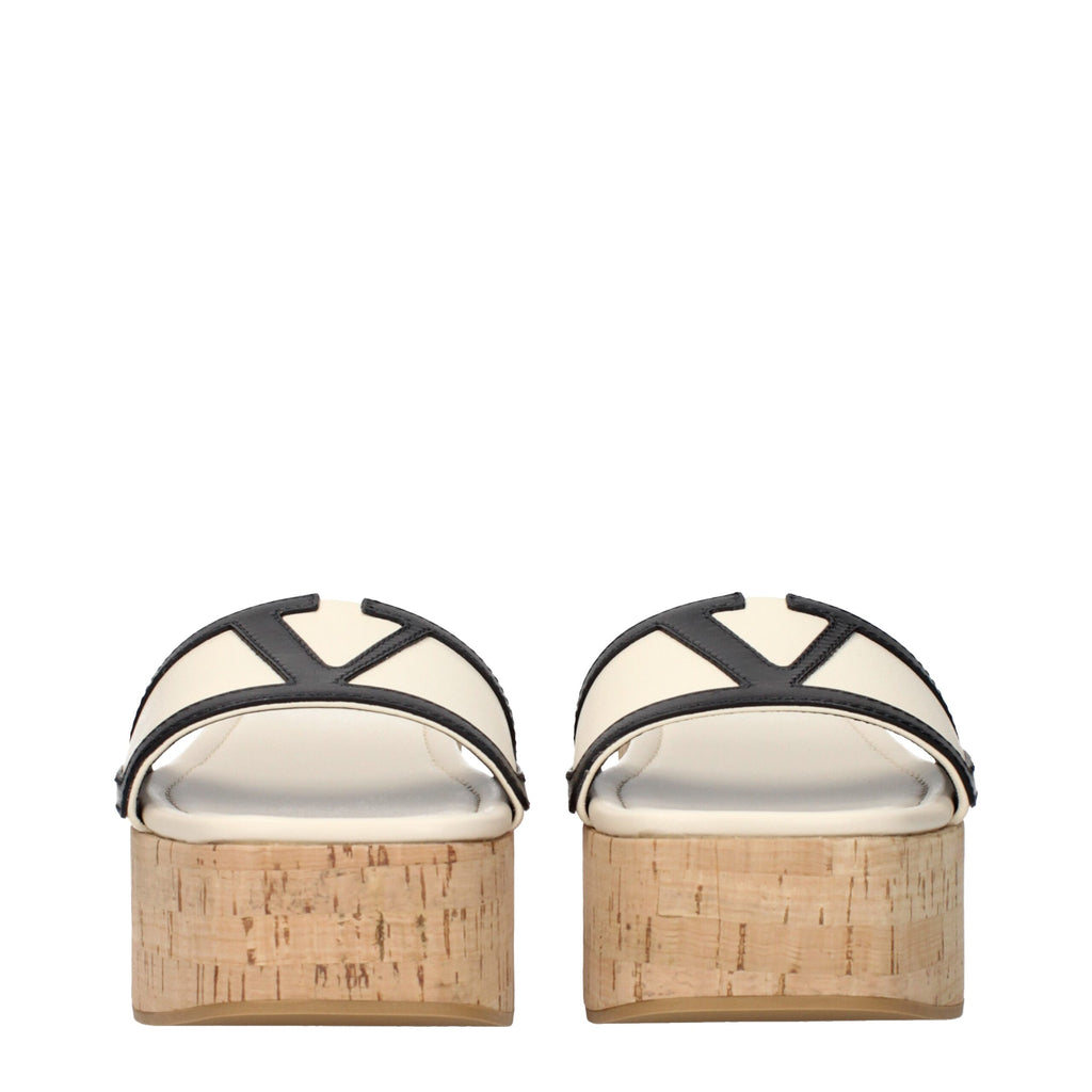 Valentino Garavani Beige Leder Wedges Sandalen