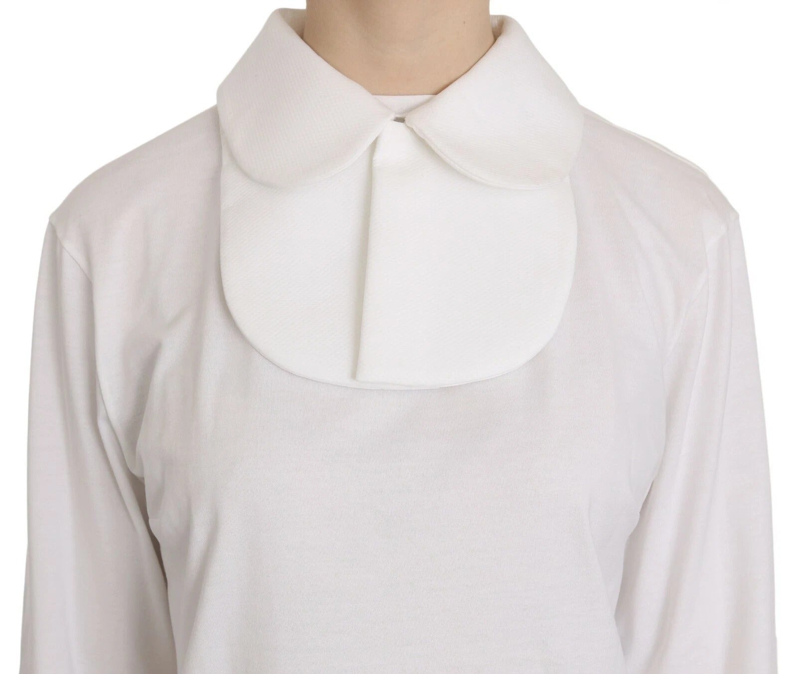Dolce & Gabbana Weiße langärmelige Bluse mit Kragen aus Baumwolle
