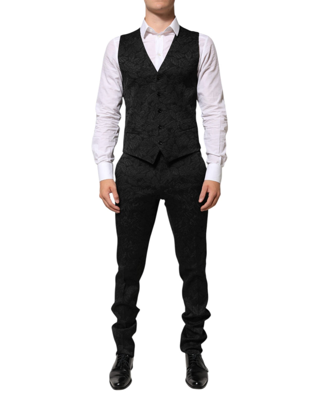 Dolce & Gabbana Schwarzer 3-teiliger Brokat-Jacquard-Anzug MARTINI