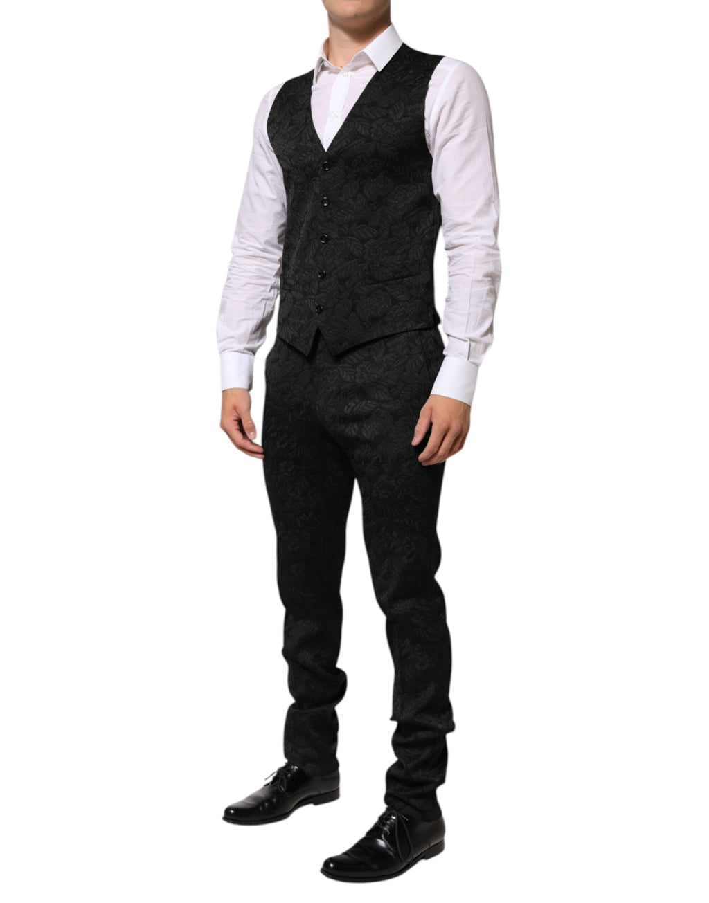 Dolce & Gabbana Schwarzer 3-teiliger Brokat-Jacquard-Anzug MARTINI