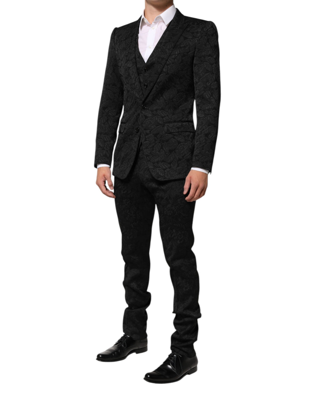 Dolce & Gabbana Schwarzer 3-teiliger Brokat-Jacquard-Anzug MARTINI
