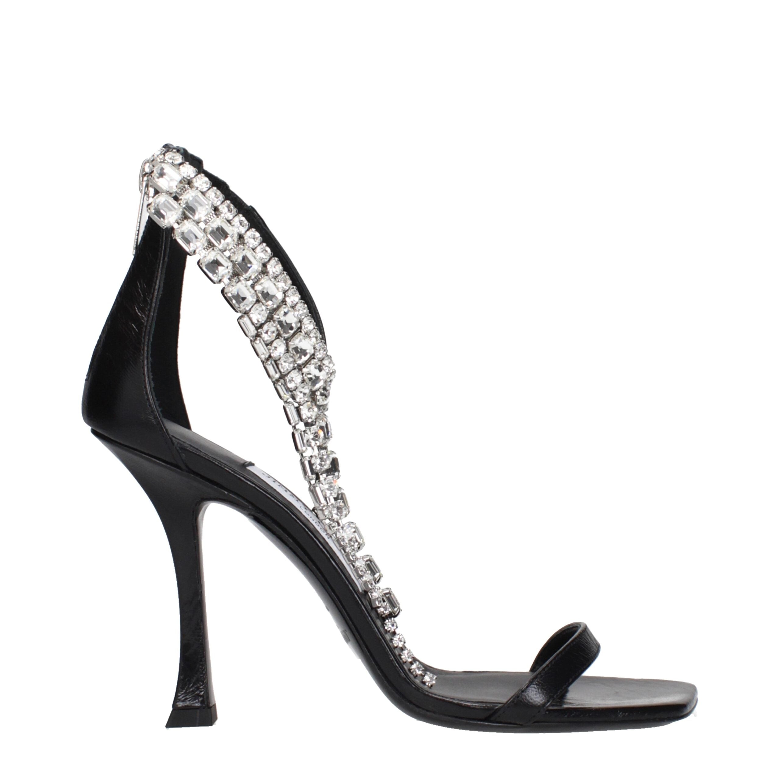 Jimmy Choo Schwarze Leder Stiletto Heels Sandalen