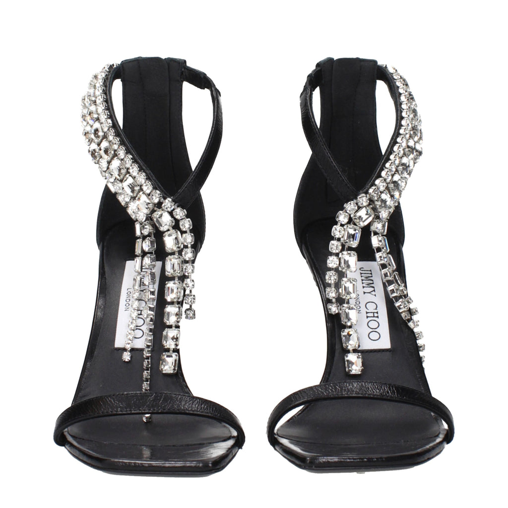 Jimmy Choo Schwarze Leder Stiletto Heels Sandalen