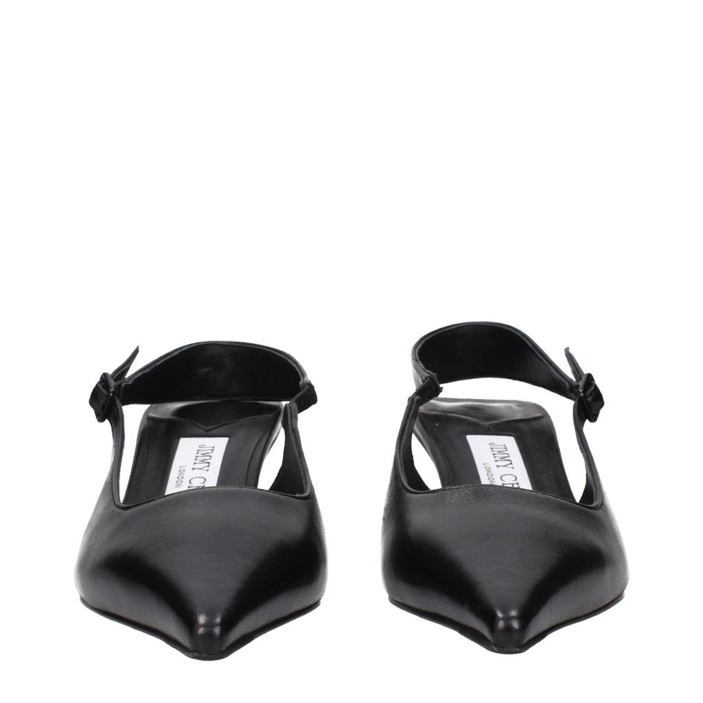 Jimmy Choo Flache Sandalen aus schwarzem Leder