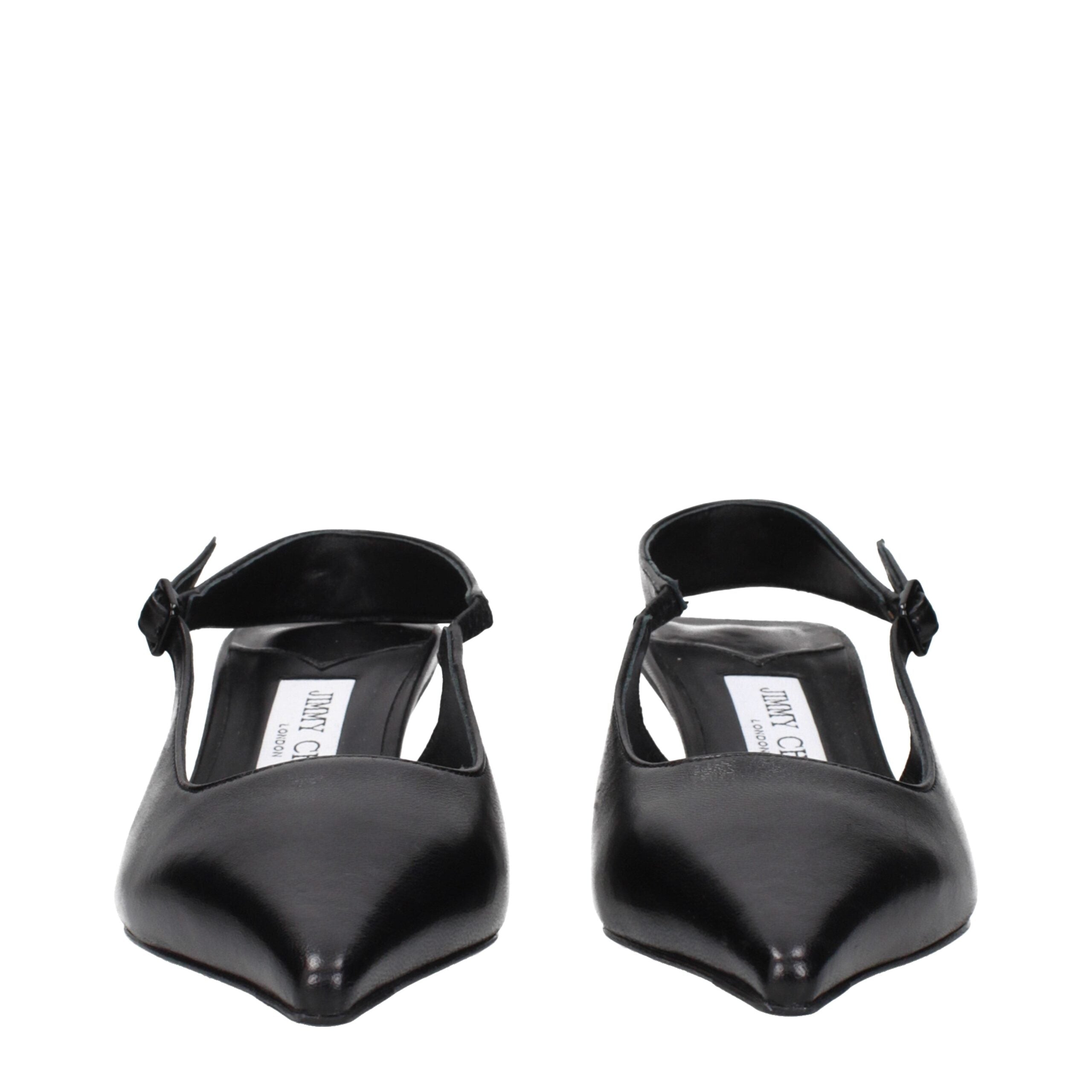 Jimmy Choo Flache Sandalen aus schwarzem Leder