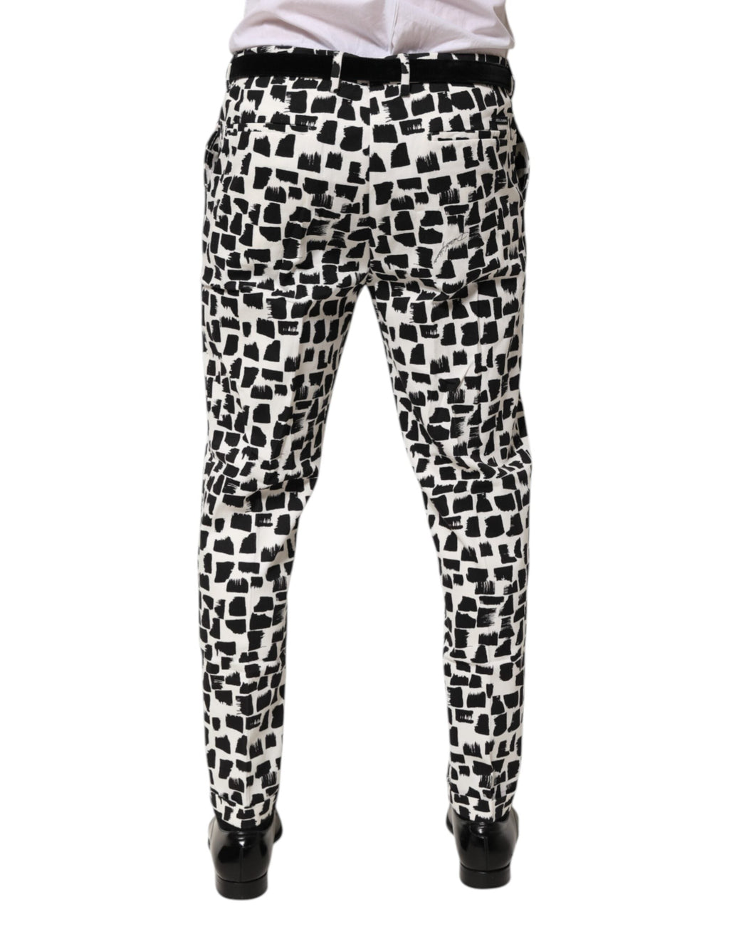 Dolce & Gabbana Schwarz-weißer Abstraktdruck-Baumwollmischung-Hose