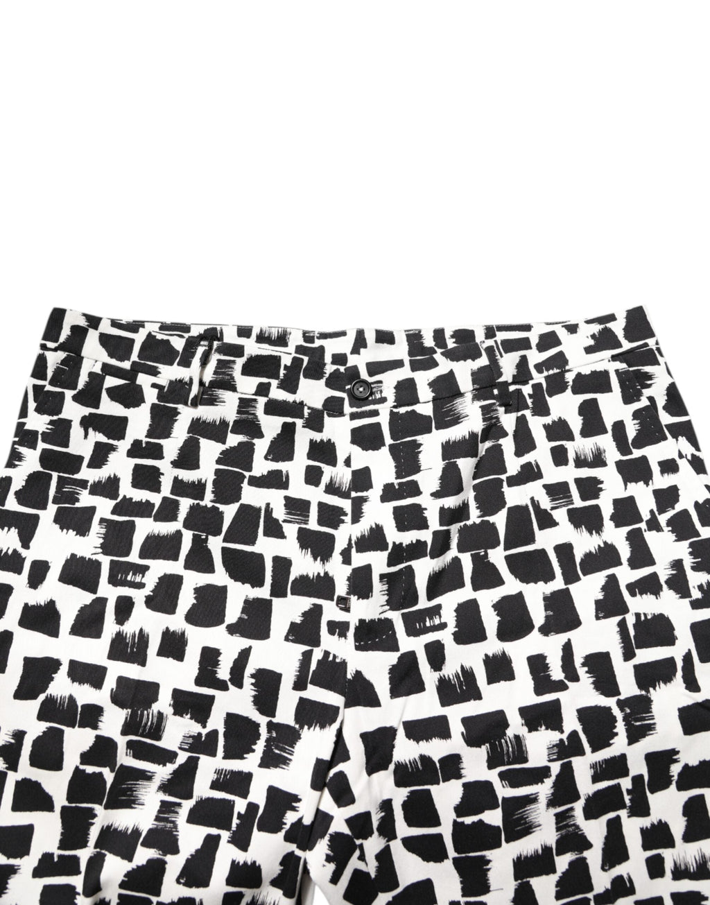 Dolce & Gabbana Schwarz-weißer Abstraktdruck-Baumwollmischung-Hose