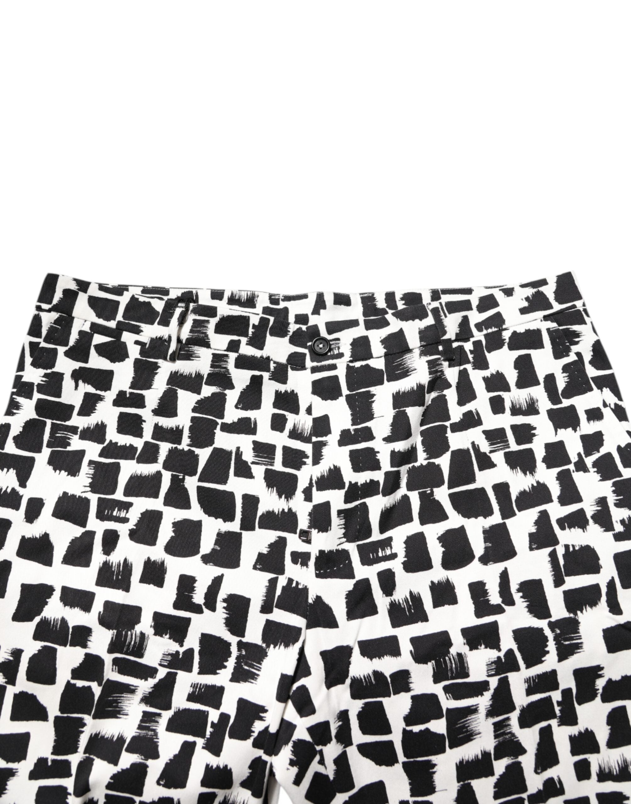 Dolce & Gabbana Schwarz-weißer Abstraktdruck-Baumwollmischung-Hose