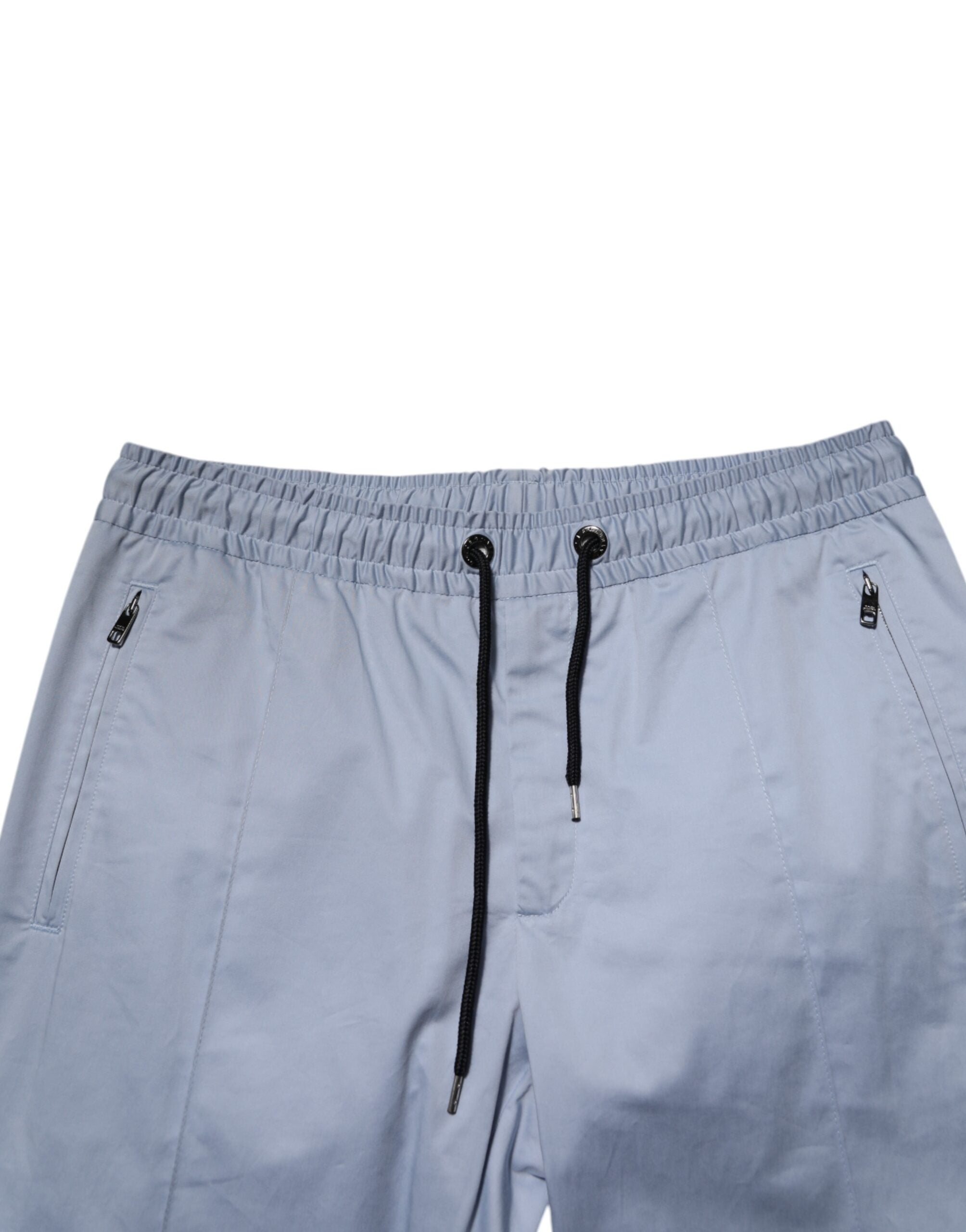 Dolce & Gabbana Hellblau Baumwolle Kordelzug Elastische Taille Männer Hosen