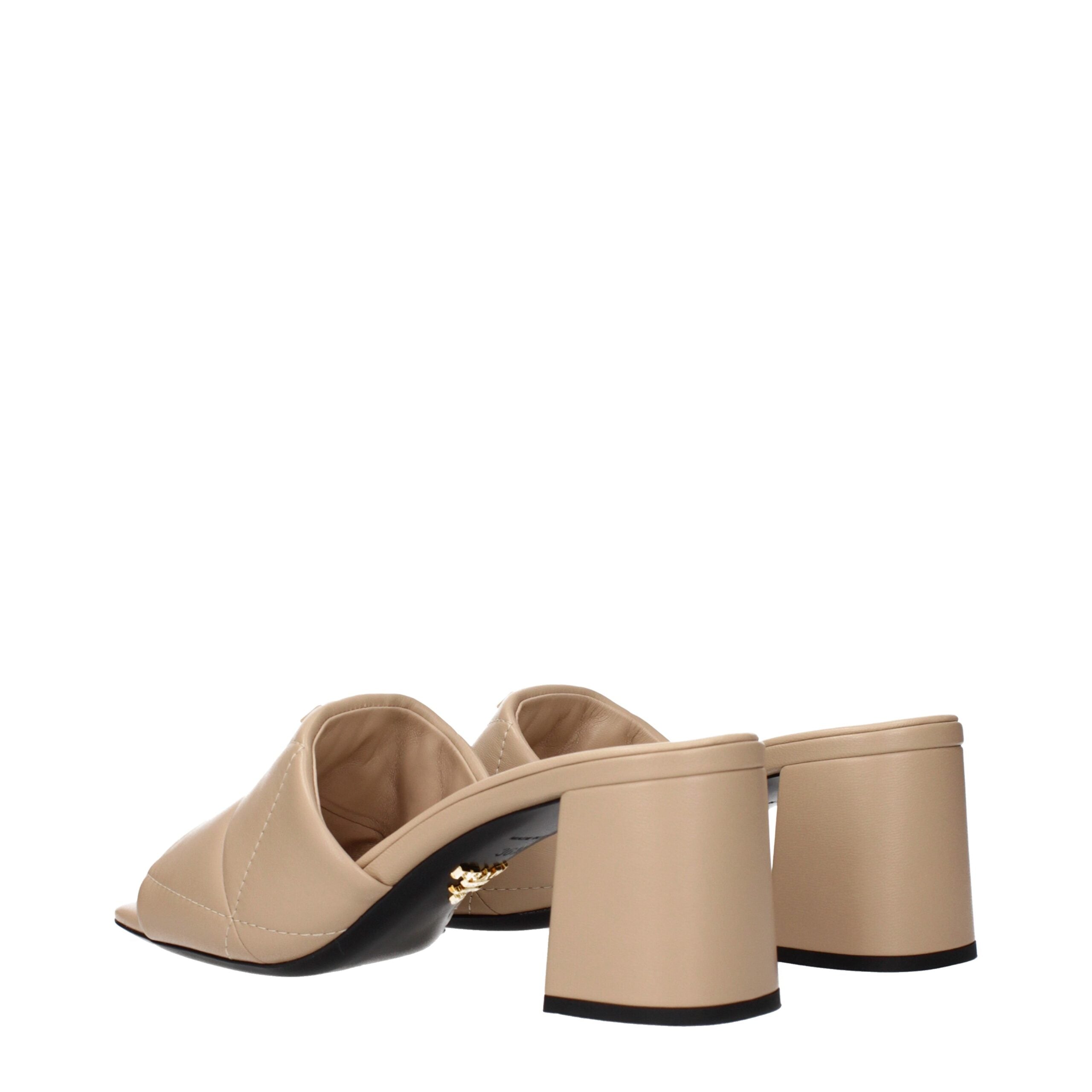 Prada Beige Leder Pantoffeln Sandalen