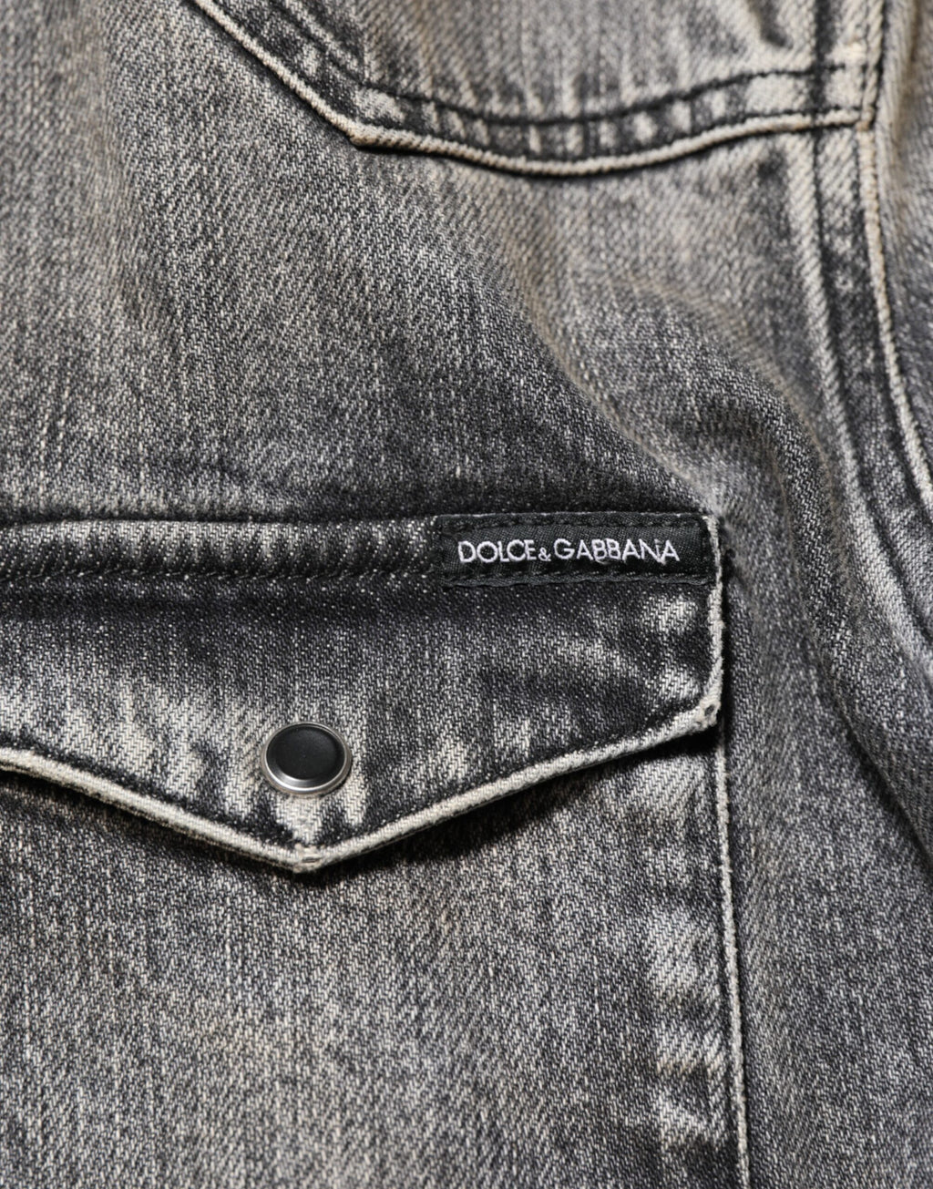 Dolce & Gabbana Schwarzes langärmeliges Freizeithemd aus gewaschener Baumwolle