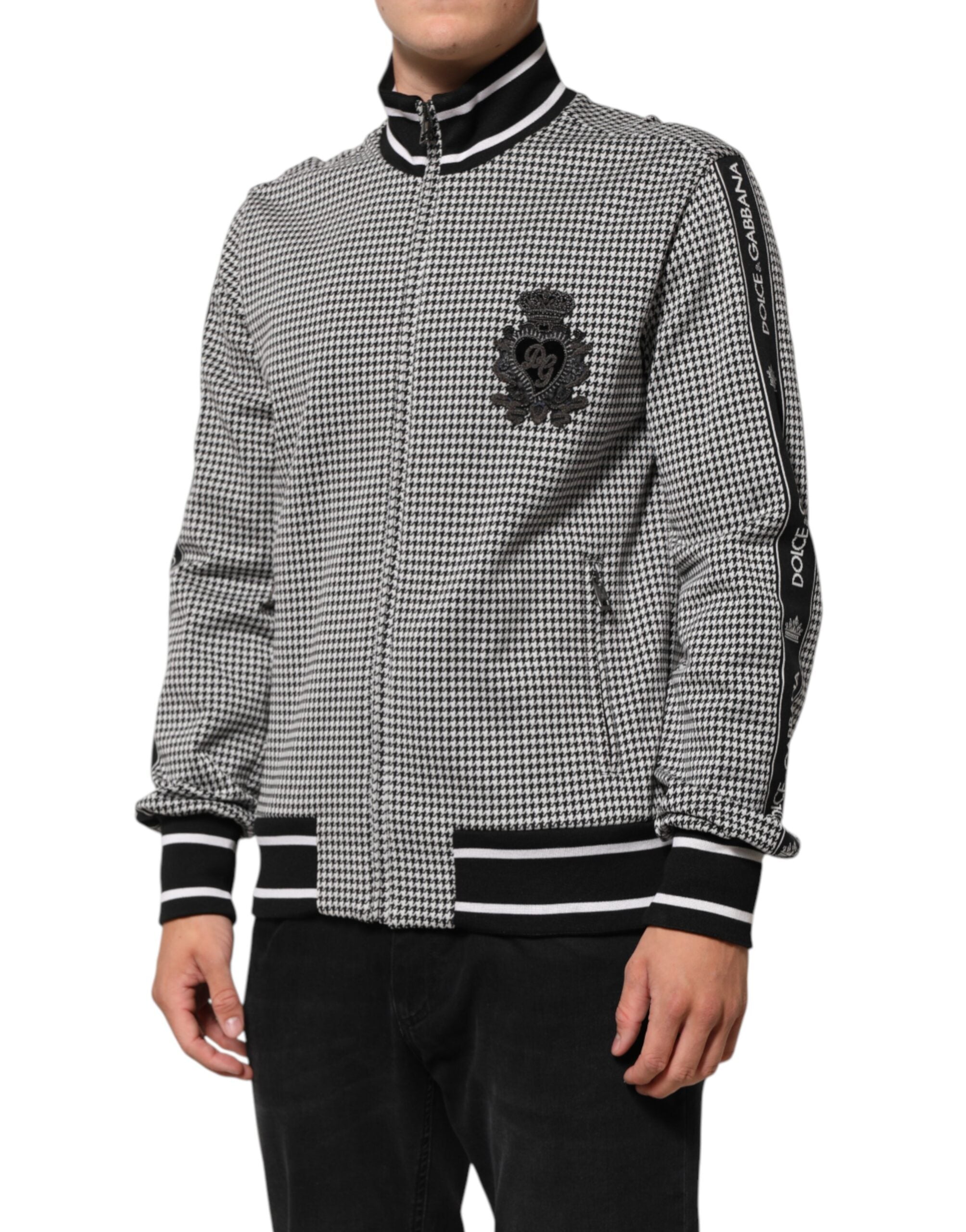 Dolce & Gabbana Schwarz-Weiß Hahnentritt-Wollwappenjacke Pullover