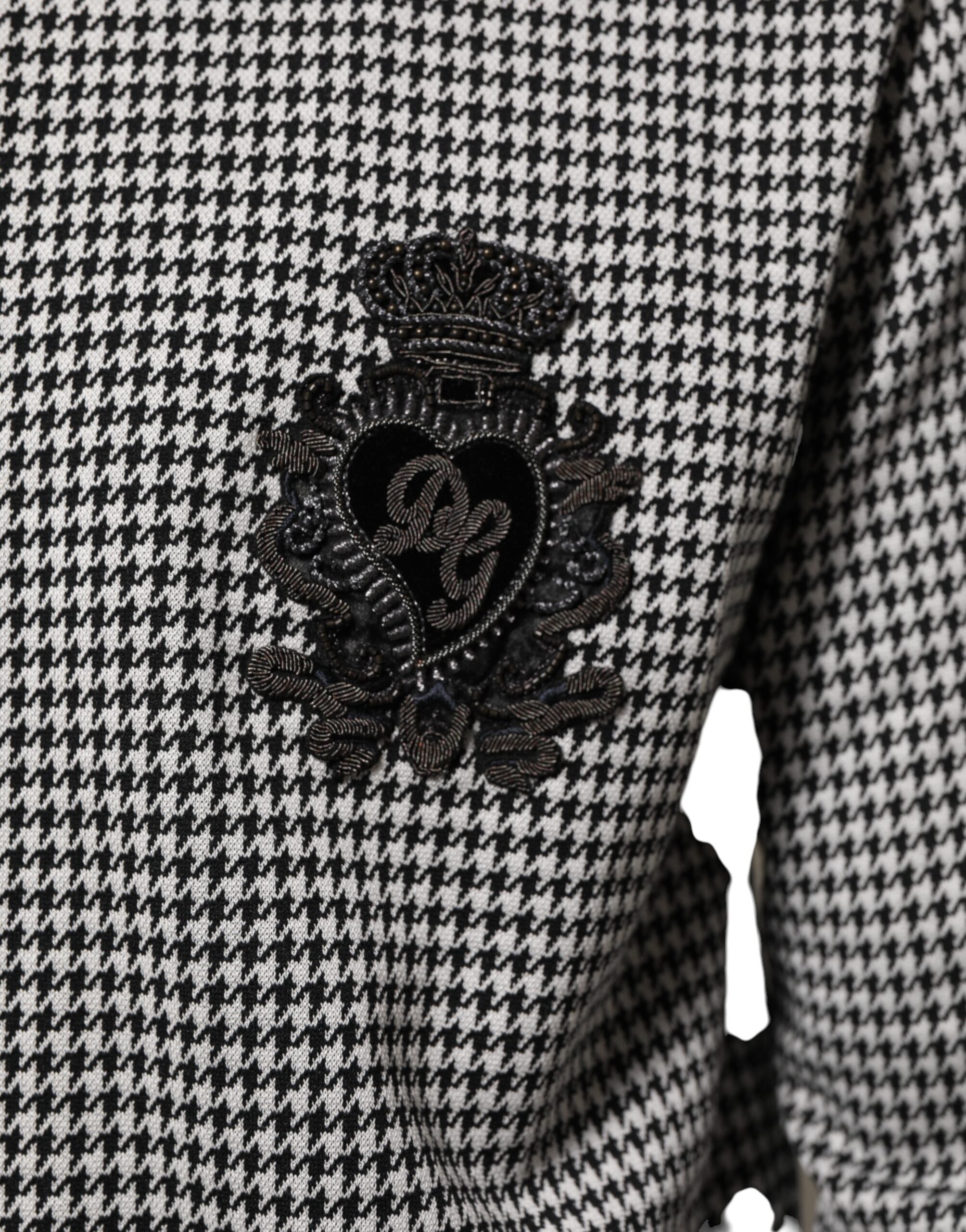 Dolce & Gabbana Schwarz-Weiß Hahnentritt-Wollwappenjacke Pullover