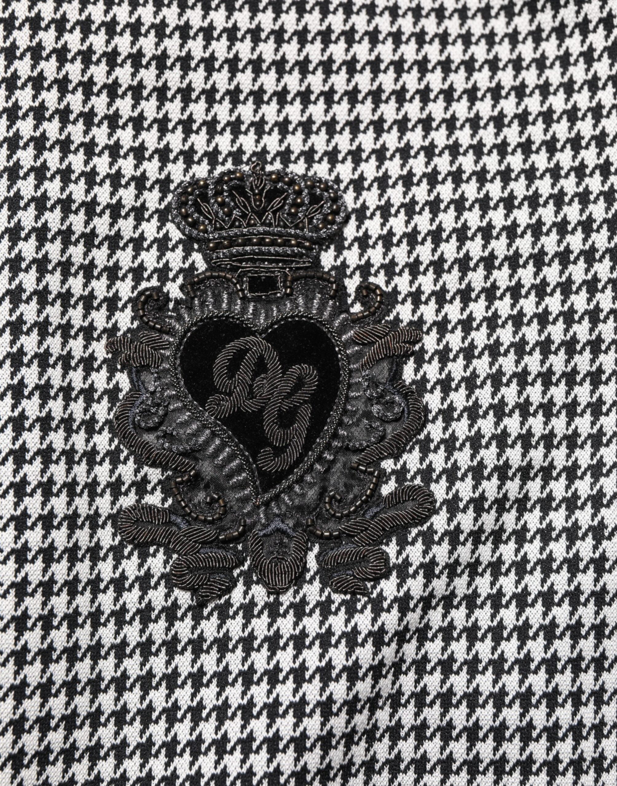 Dolce & Gabbana Schwarz-Weiß Hahnentritt-Wollwappenjacke Pullover