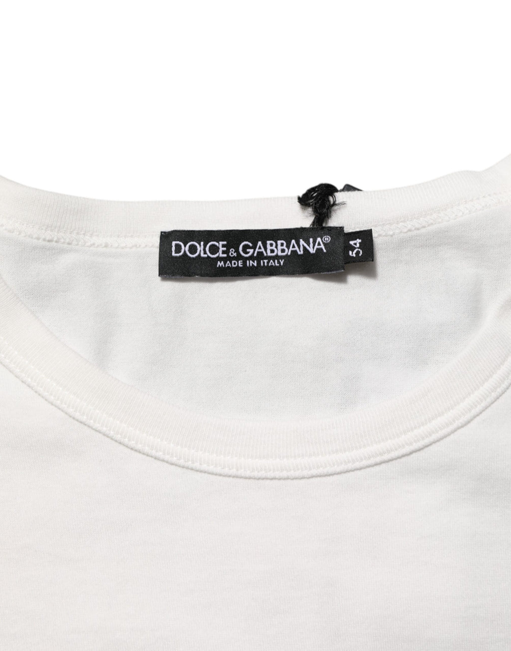 Dolce & Gabbana Weißes Baumwoll-T-Shirt mit geprägter DG-Krone für Männer