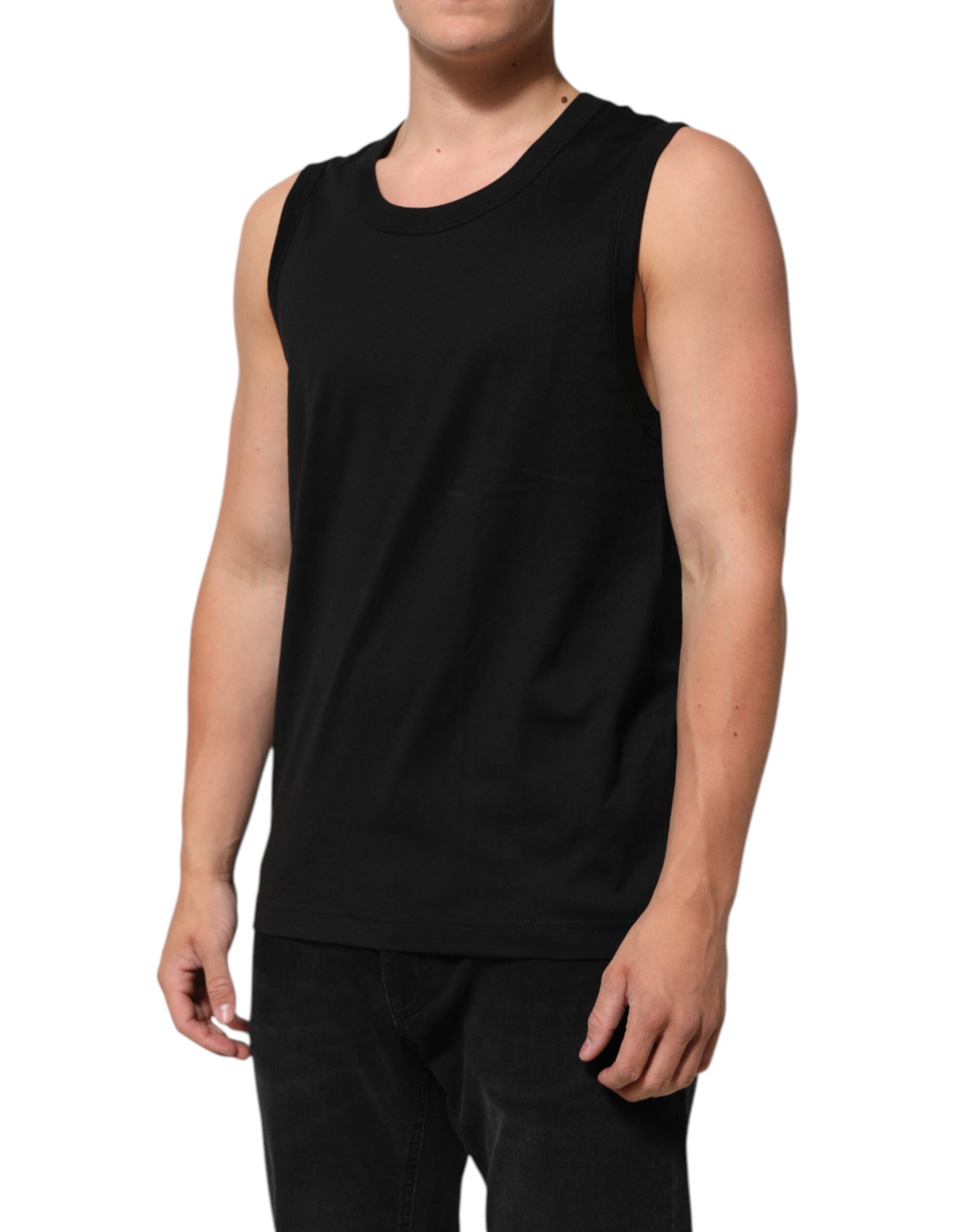 Dolce & Gabbana Schwarz Baumwolle ärmellose Unterwäsche Männer Tank Top