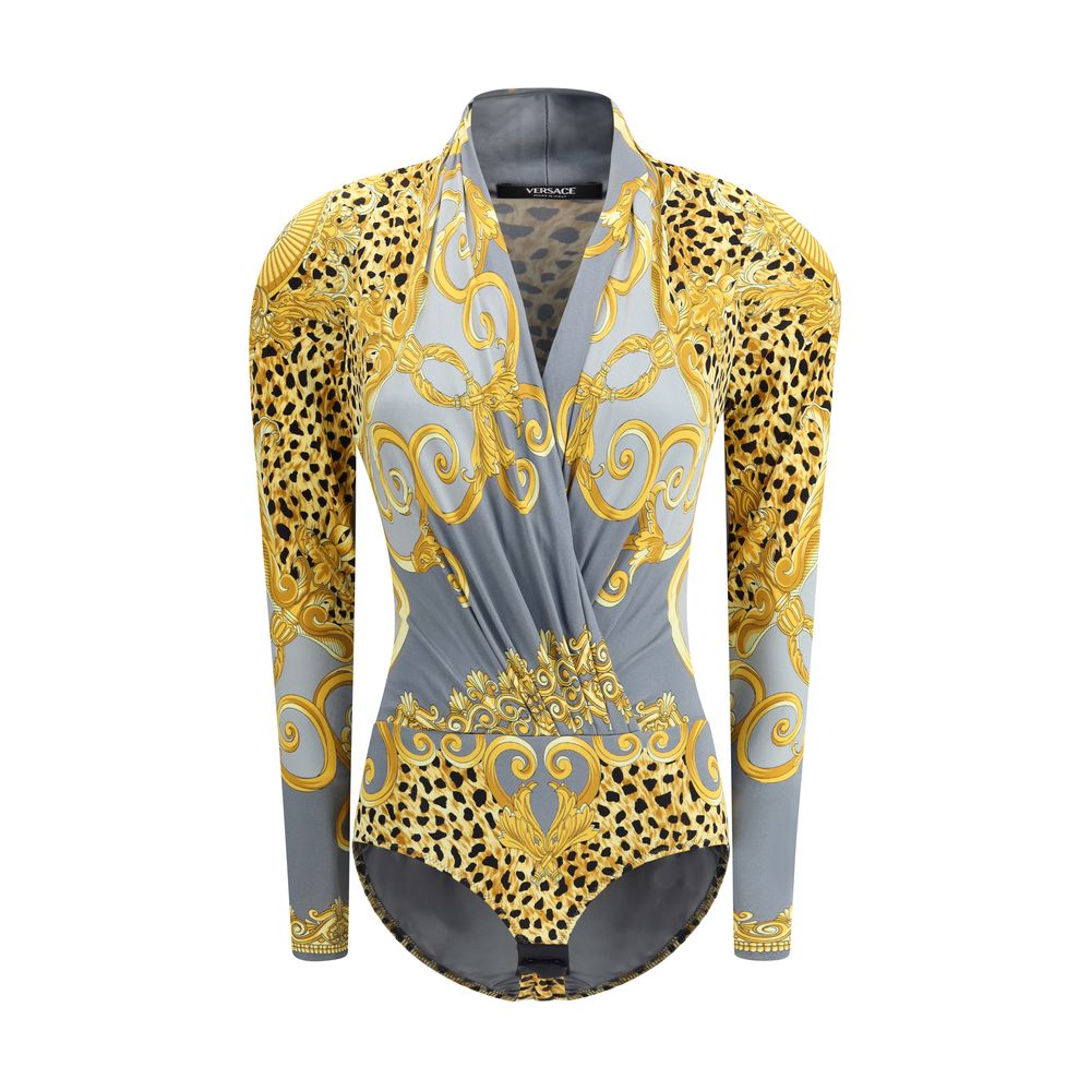 Versace Leopard drapierter Bodysuit