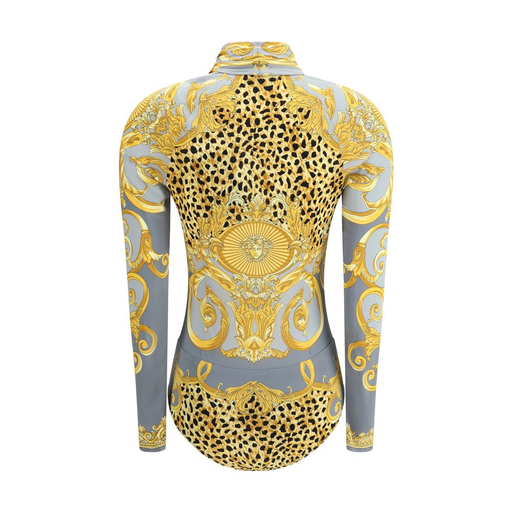 Versace Leopard drapierter Bodysuit
