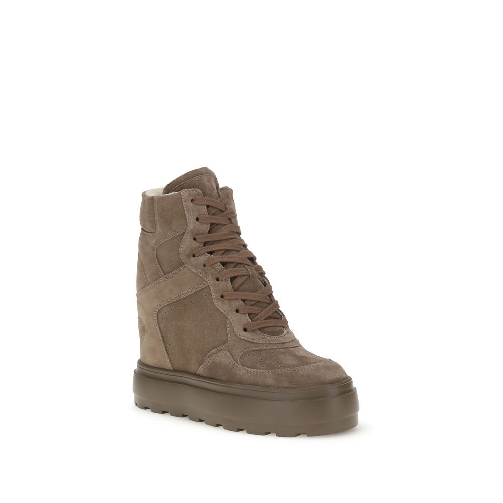 Casadei Beigefarbene Kalbshaut Bos Taurus Sneaker