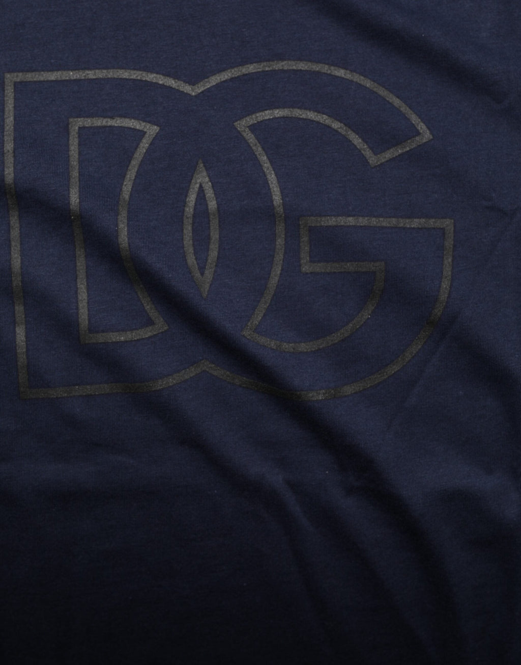Dolce & Gabbana Dunkelblaues Baumwoll-T-Shirt mit DG-Logo-Aufdruck für Herren